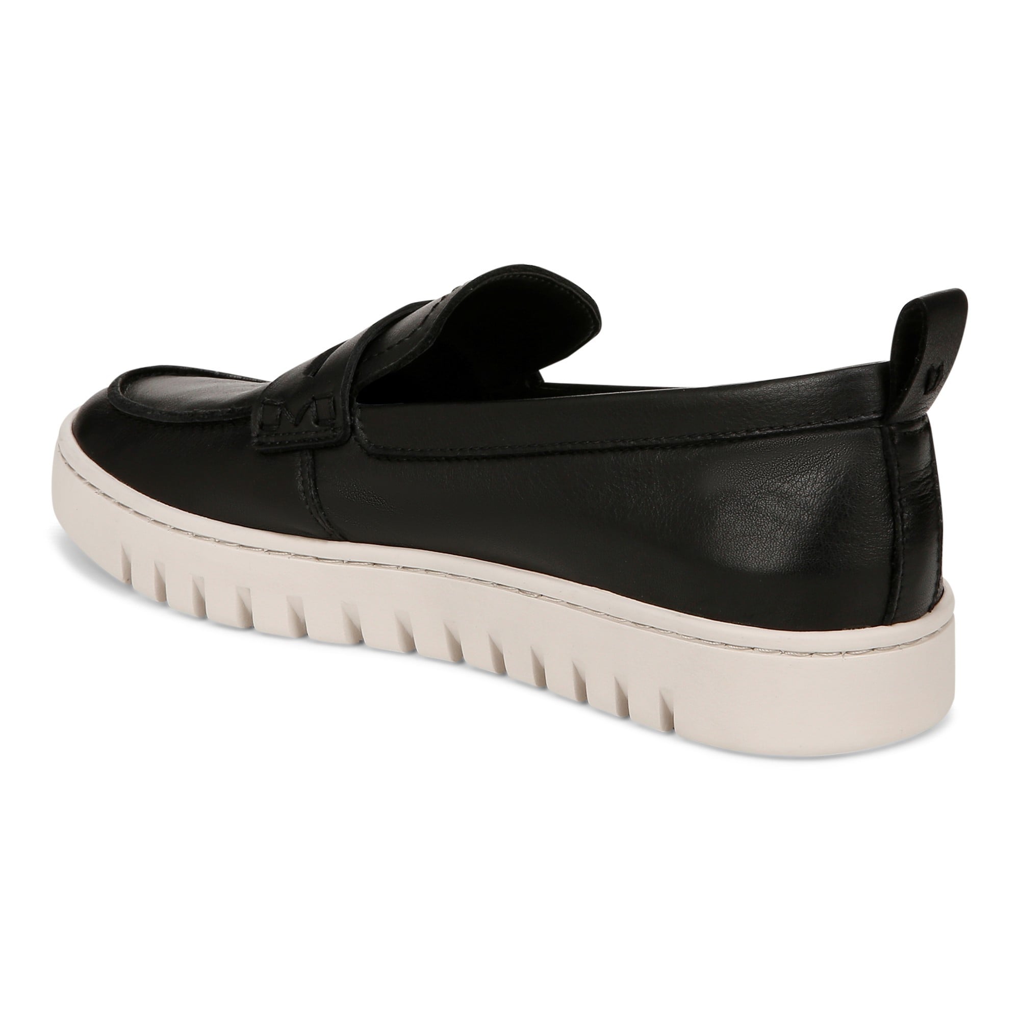 Vionic Uptown Women's Slip-On Loafer Moc Casual Shoes - Black Leather - Back angle