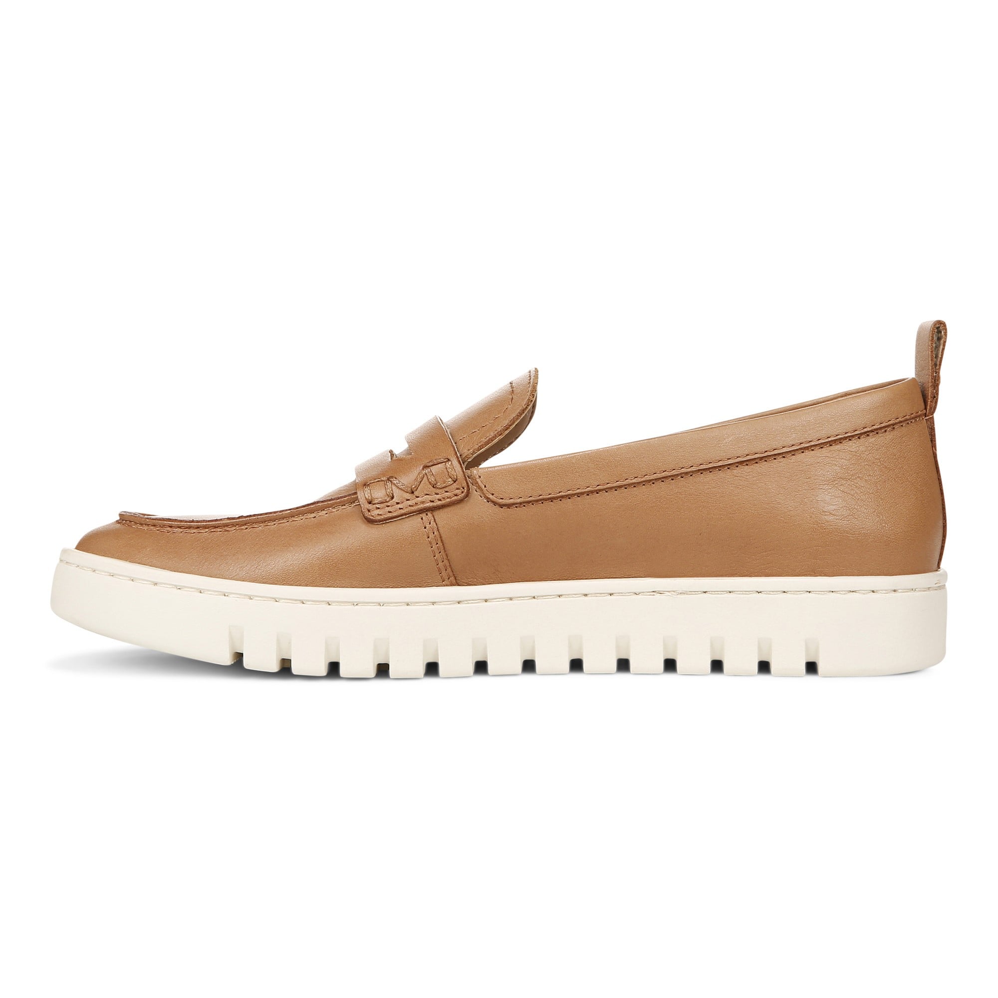 Vionic Uptown Women's Slip-On Loafer Moc Casual Shoes - Camel Leather - Left Side