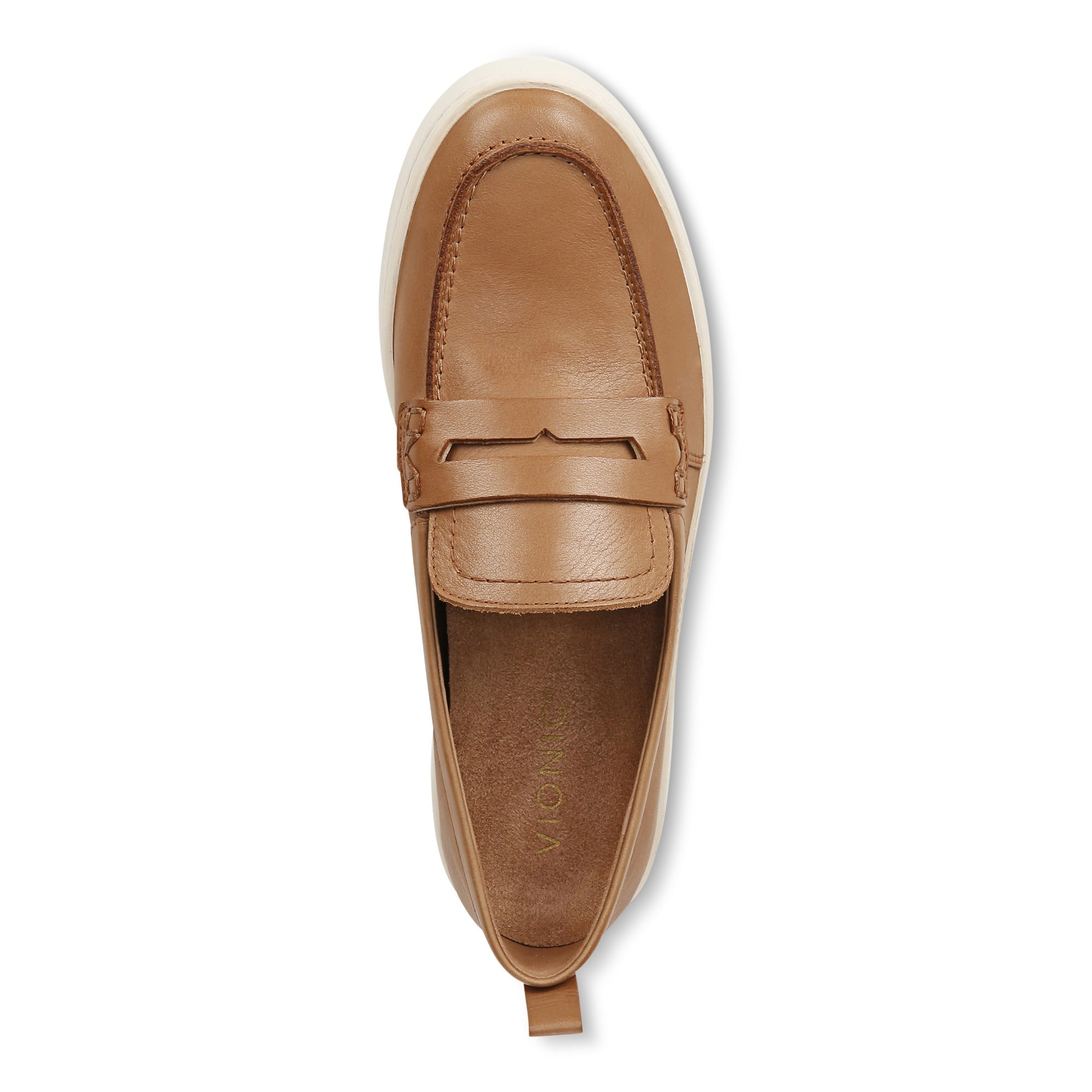 Vionic Uptown Women's Slip-On Loafer Moc Casual Shoes - Camel Leather - Top