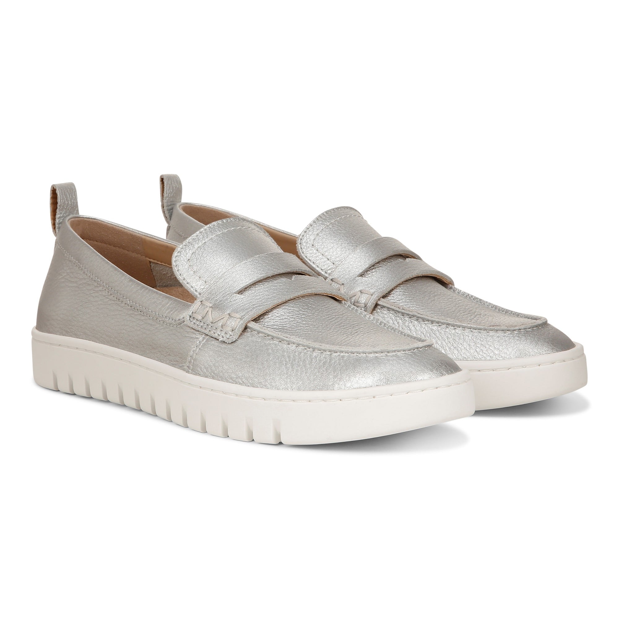 Vionic Uptown Women's Slip-On Loafer Moc Casual Shoes - Silver Metallic - Pair