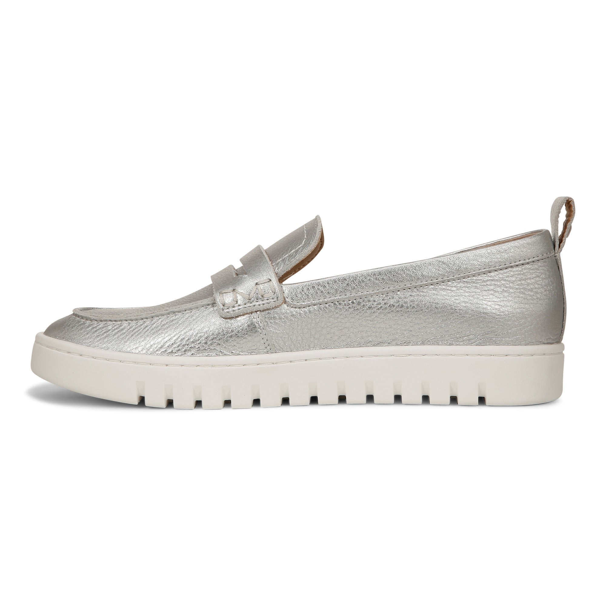 Vionic Uptown Women's Slip-On Loafer Moc Casual Shoes - Silver Metallic - Left Side