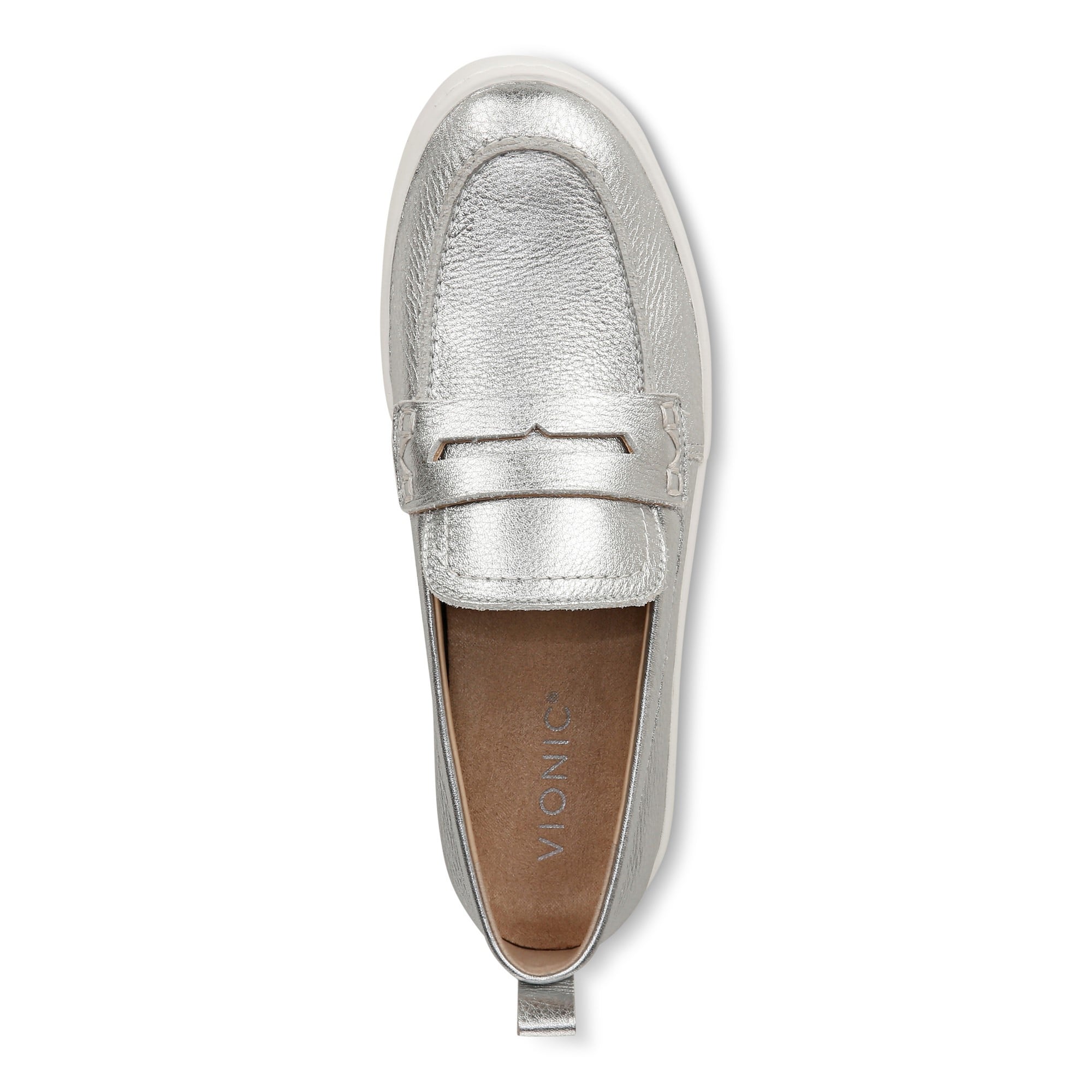 Vionic Uptown Women's Slip-On Loafer Moc Casual Shoes - Silver Metallic - Top
