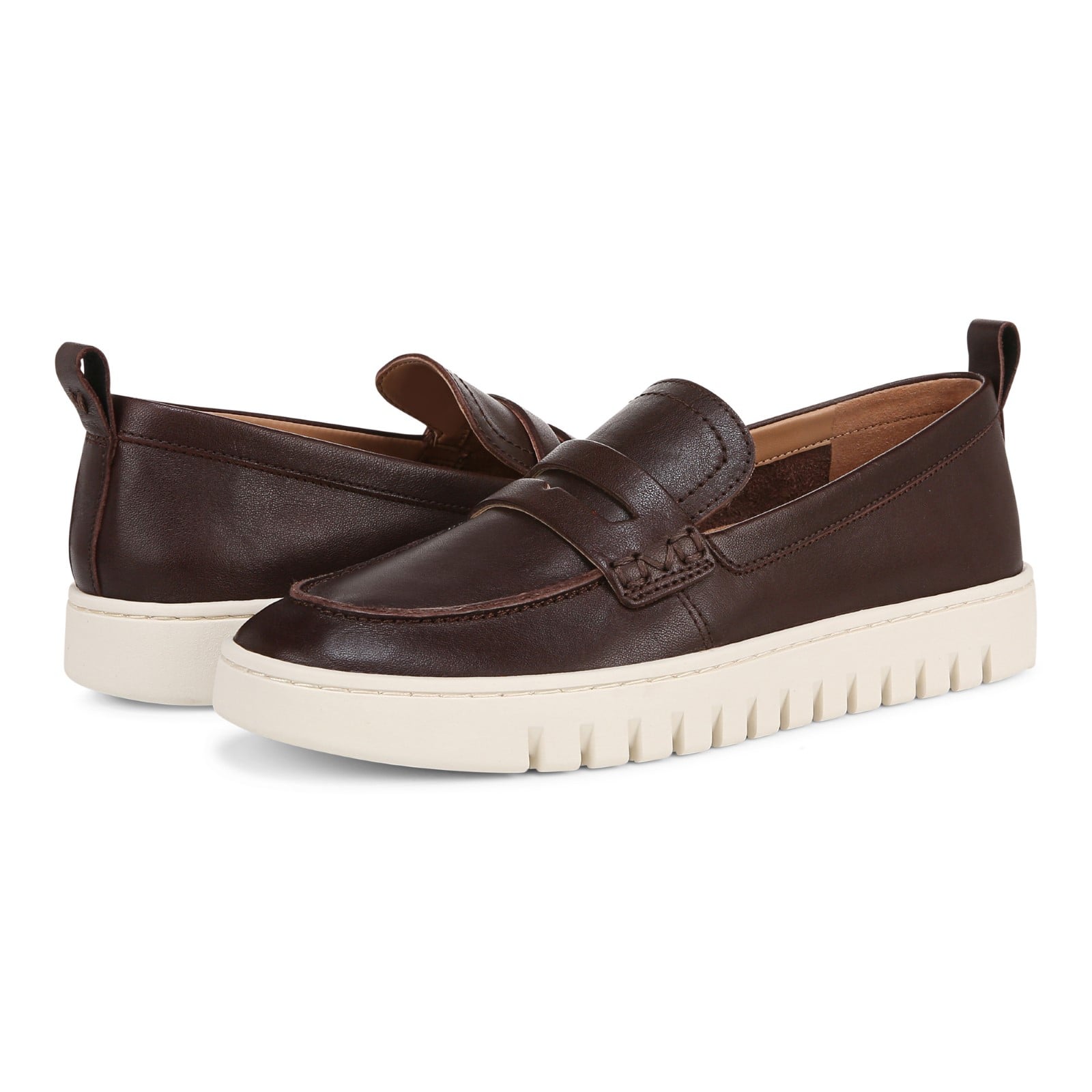 Vionic Uptown Women's Slip-On Loafer Moc Casual Shoes - Dark Brown - pair left angle