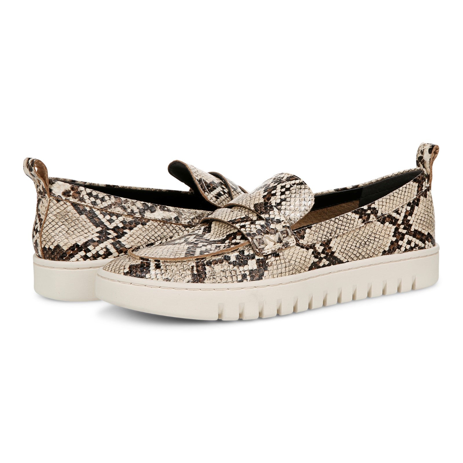 Vionic Uptown Women's Slip-On Loafer Moc Casual Shoes - Ivory Multi - pair left angle