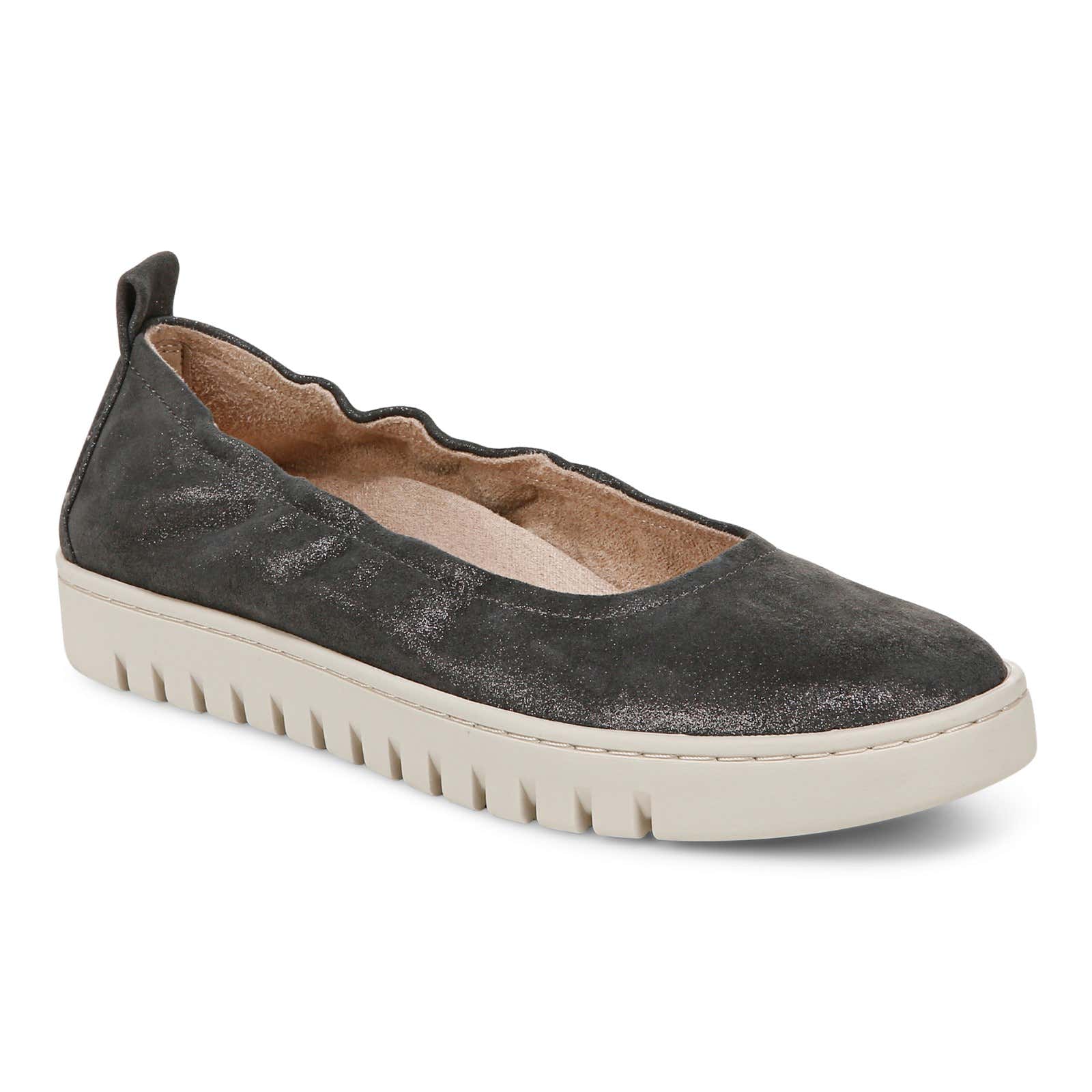 Vionic Uptown Ballet Women's Slip-On Shoes in Polluted Silver