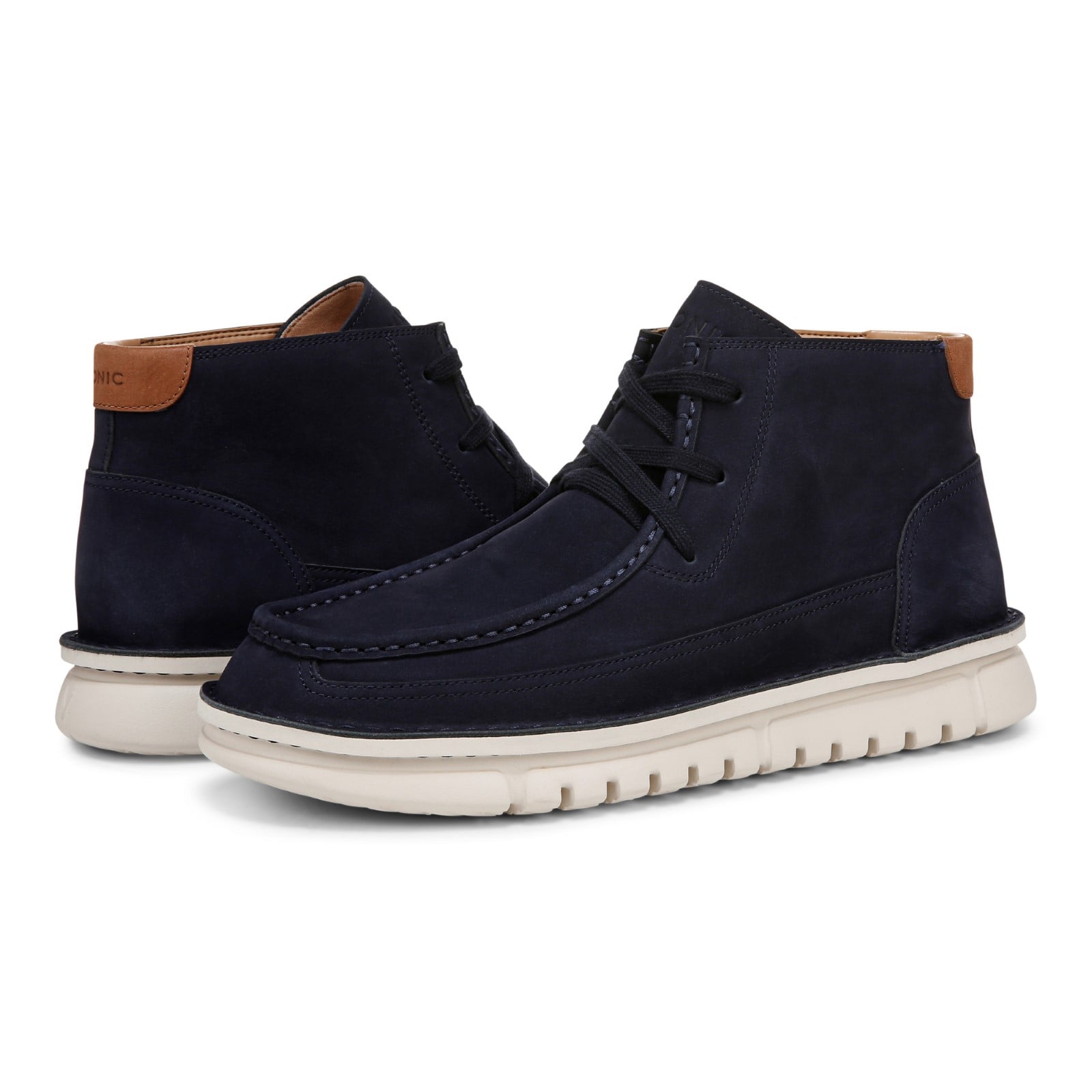 Vionic Uptown Chukk mens Chukka Short Boot - Navy Blazer - pair left angle