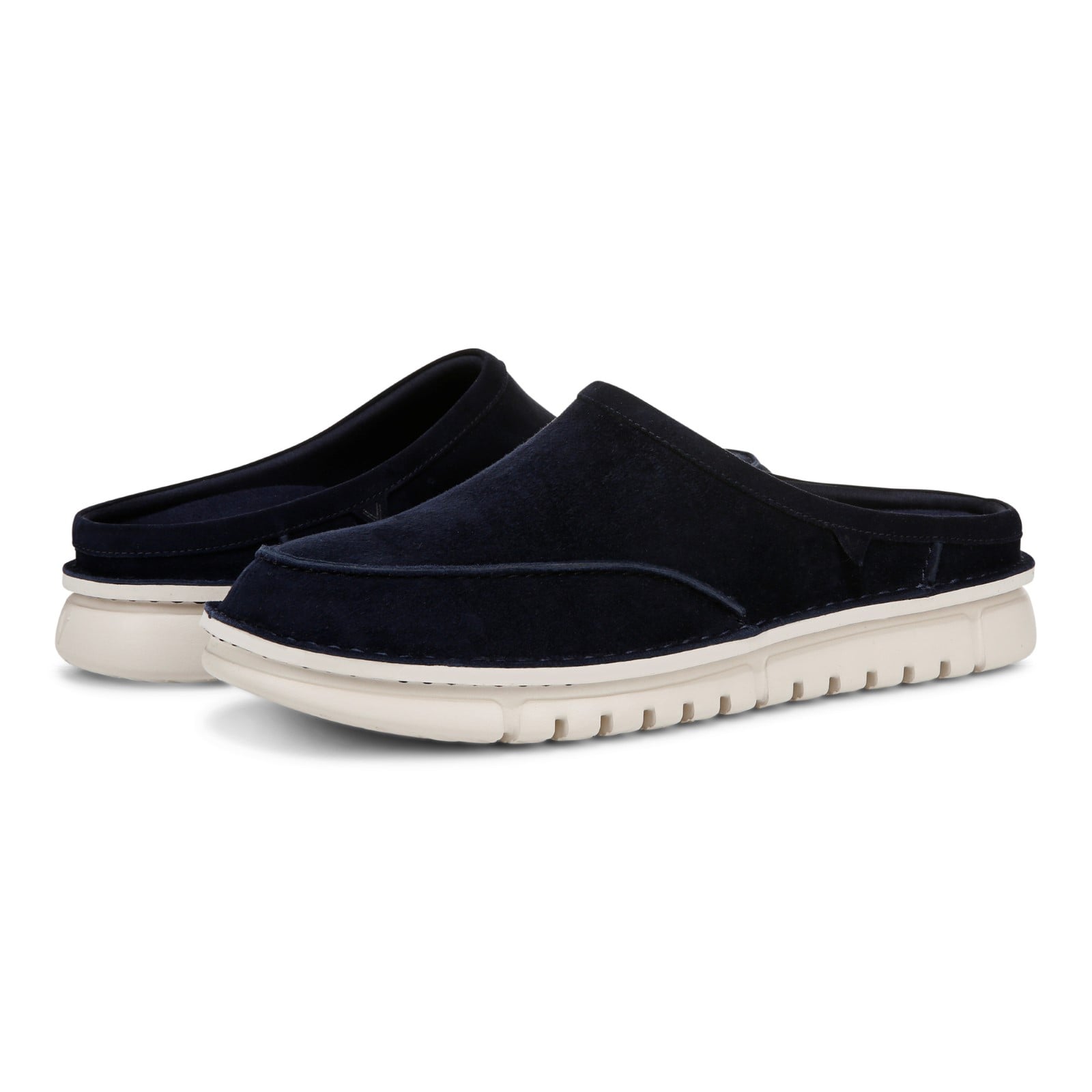 Vionic Uptown Clog mens Mule/Clog Shoe - Navy Blazer - pair left angle