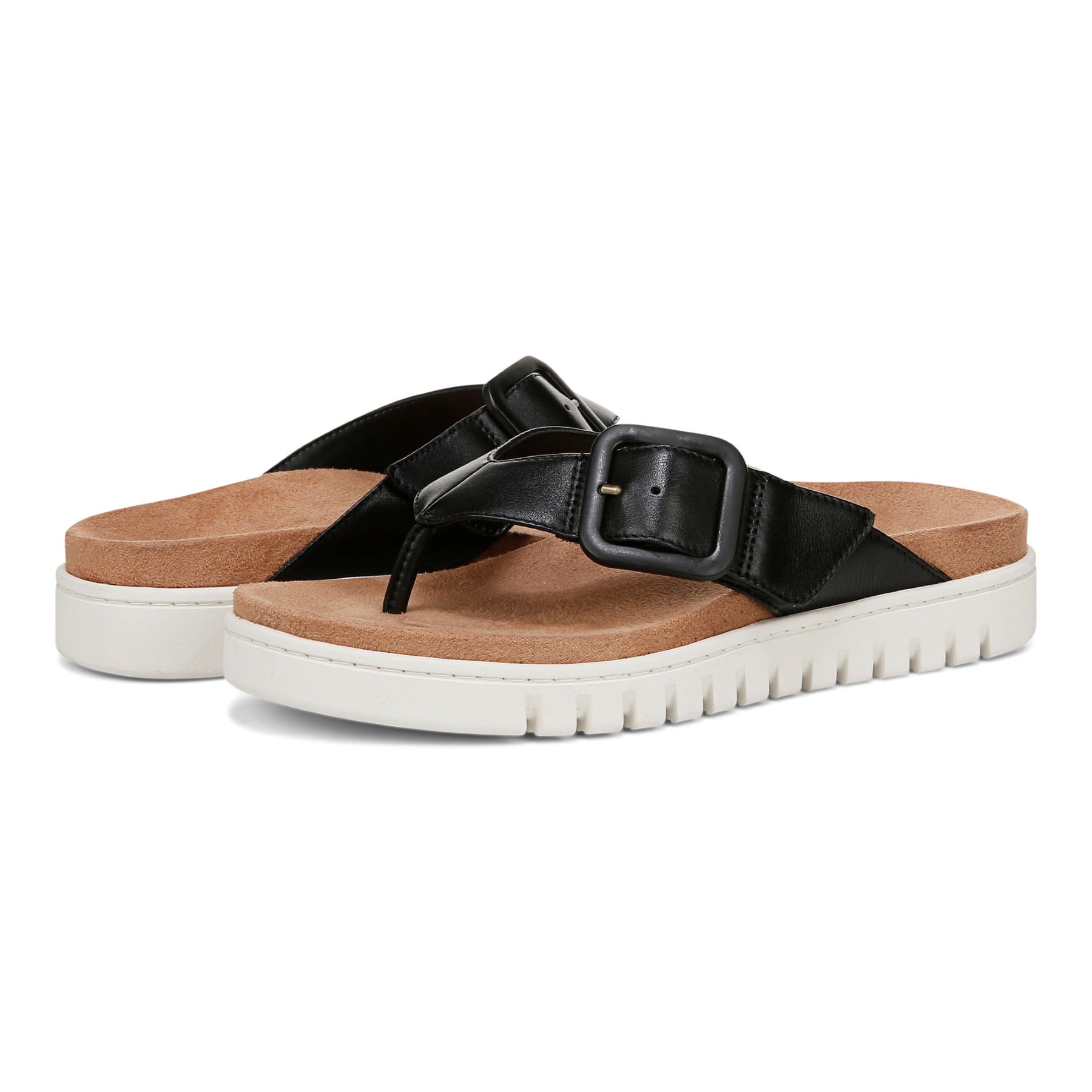 Vionic Uptown Marin Women's Platform Thong Sandal - Black - pair left angle