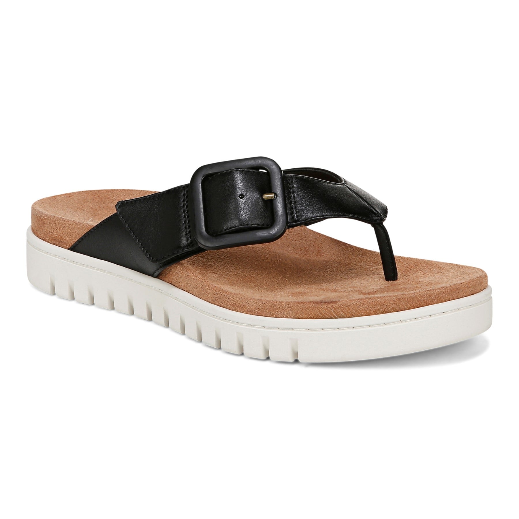 Vionic Uptown Marin Women's Orthotic Platform Thong Sandal in Black