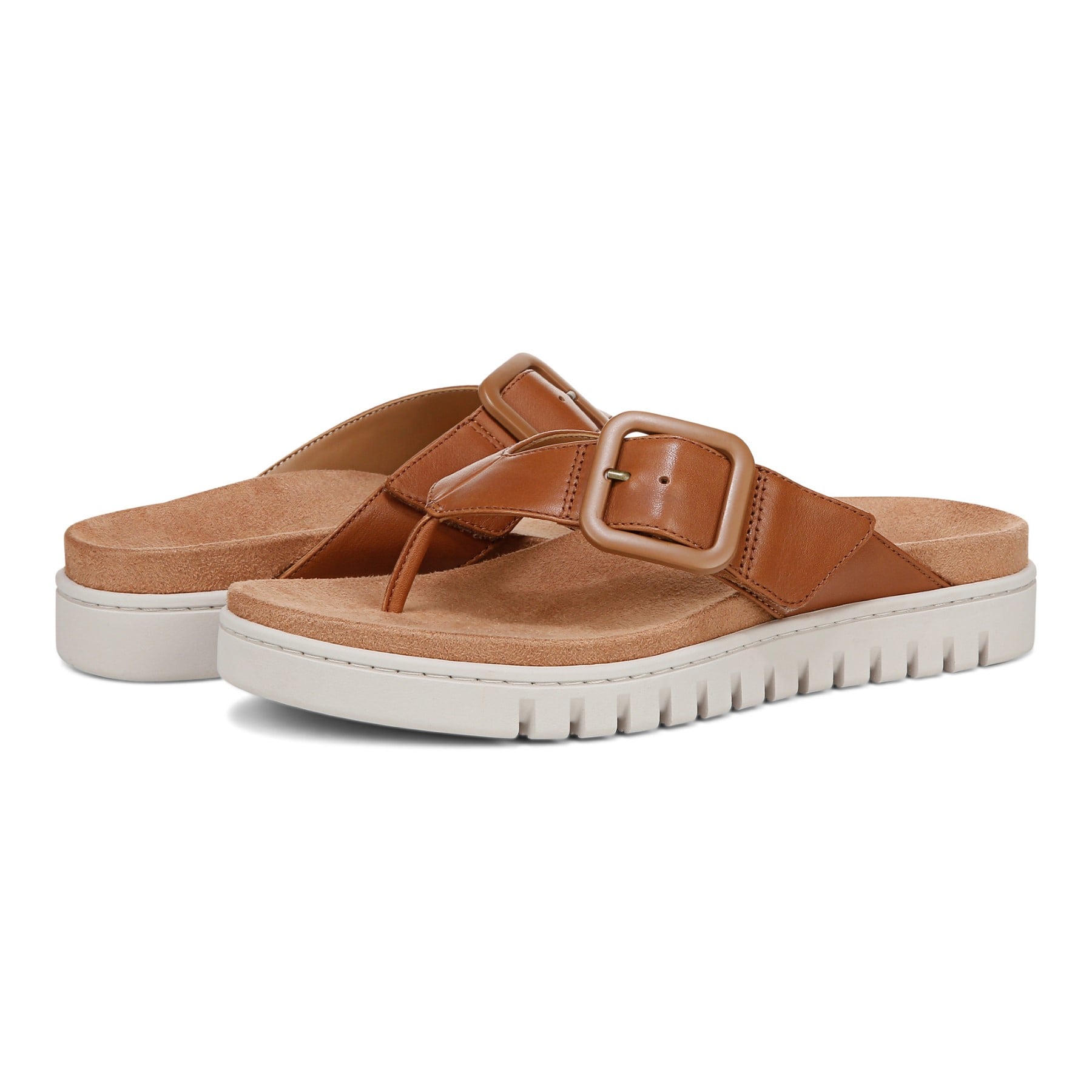 Vionic Uptown Marin Women's Platform Thong Sandal - Tan - pair left angle