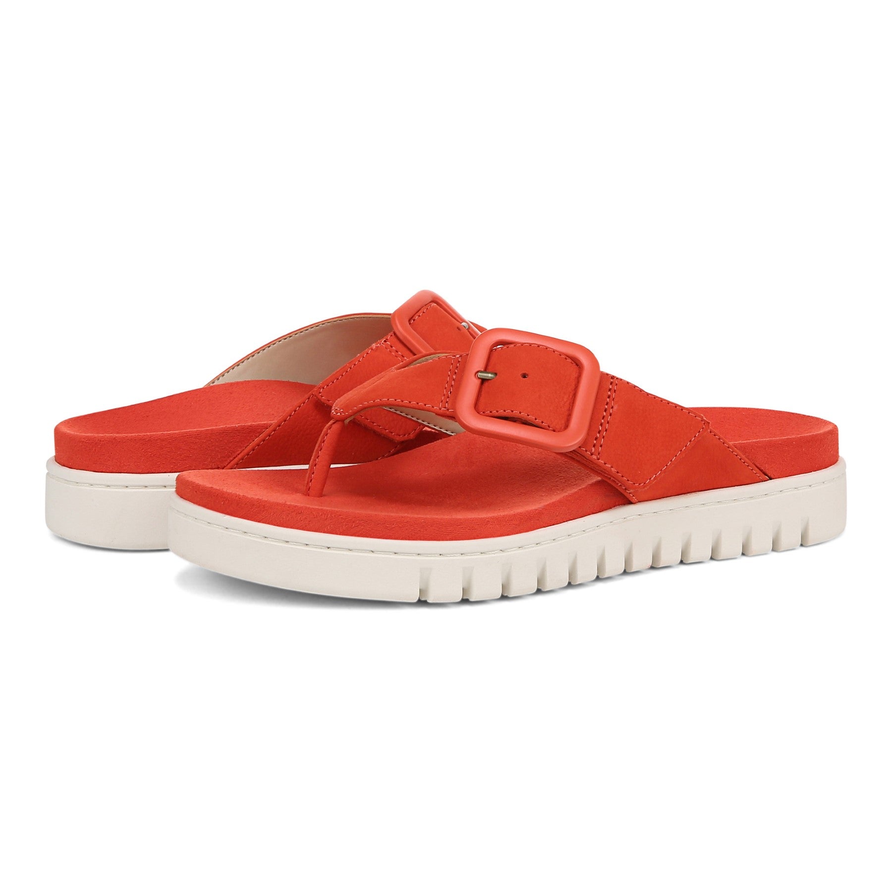 Vionic Uptown Marin Women's Platform Thong Sandal - Cherry Tomato - pair left angle