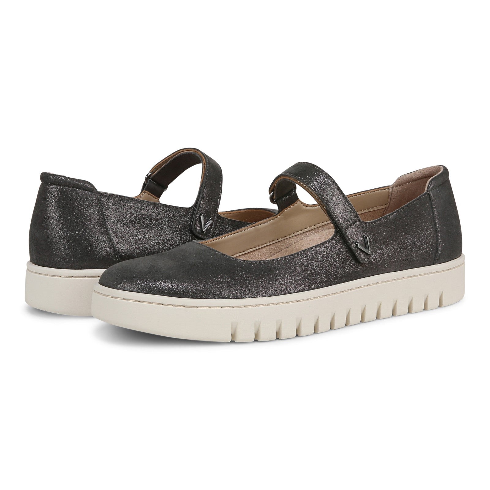 Vionic Uptown Maryj womens Mary Jane Shoe - Polluted Silver - pair left angle