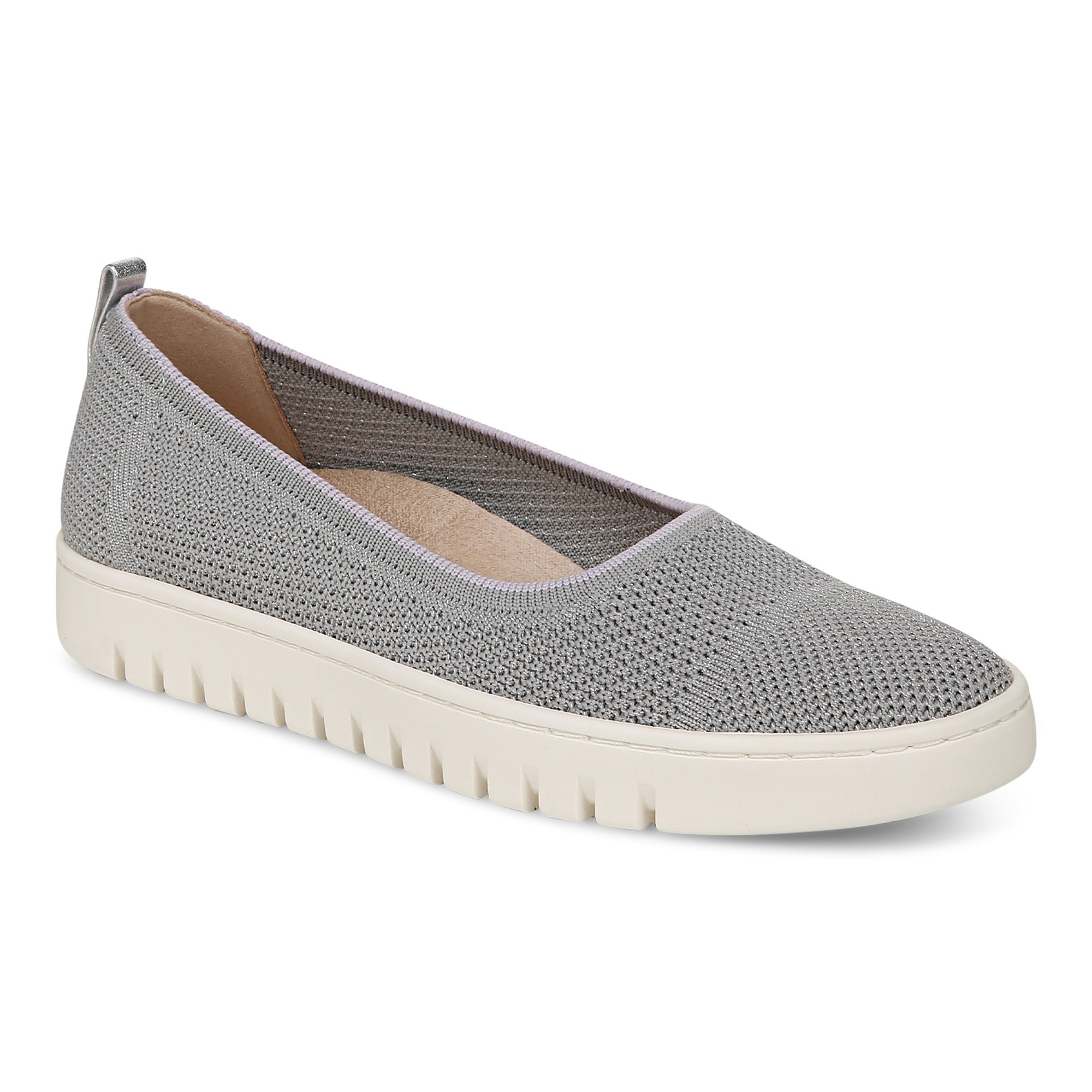 Vionic Uptown Skimmer Women's Knit Slip-On Comfort Shoe in Light Grey