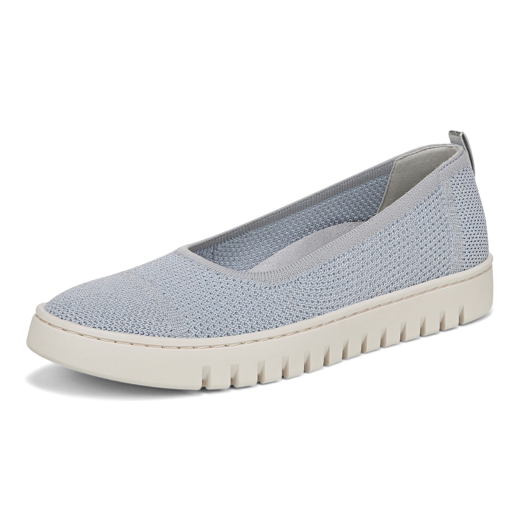 Vionic Uptown Skimmer Women's Knit Slip-On Comfort Shoe - Blue Mist/silver - Left angle