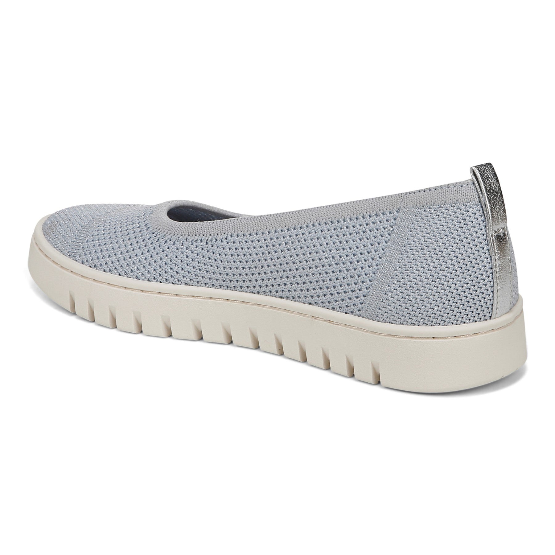 Vionic Uptown Skimmer Women's Knit Slip-On Comfort Shoe - Blue Mist/silver - Back angle