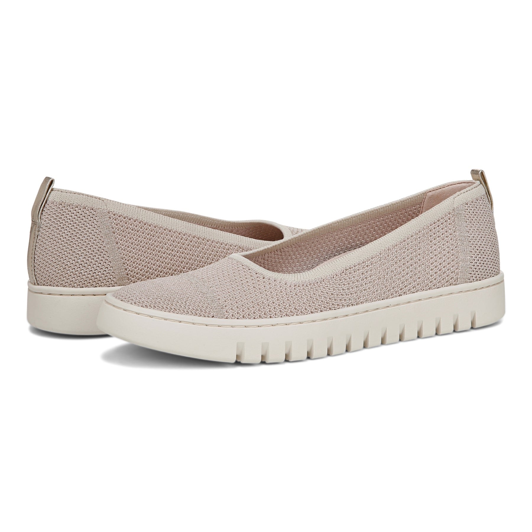 Vionic Uptown Skimmer Women's Knit Slip-On Comfort Shoe - Cameo Rose/gold - pair left angle