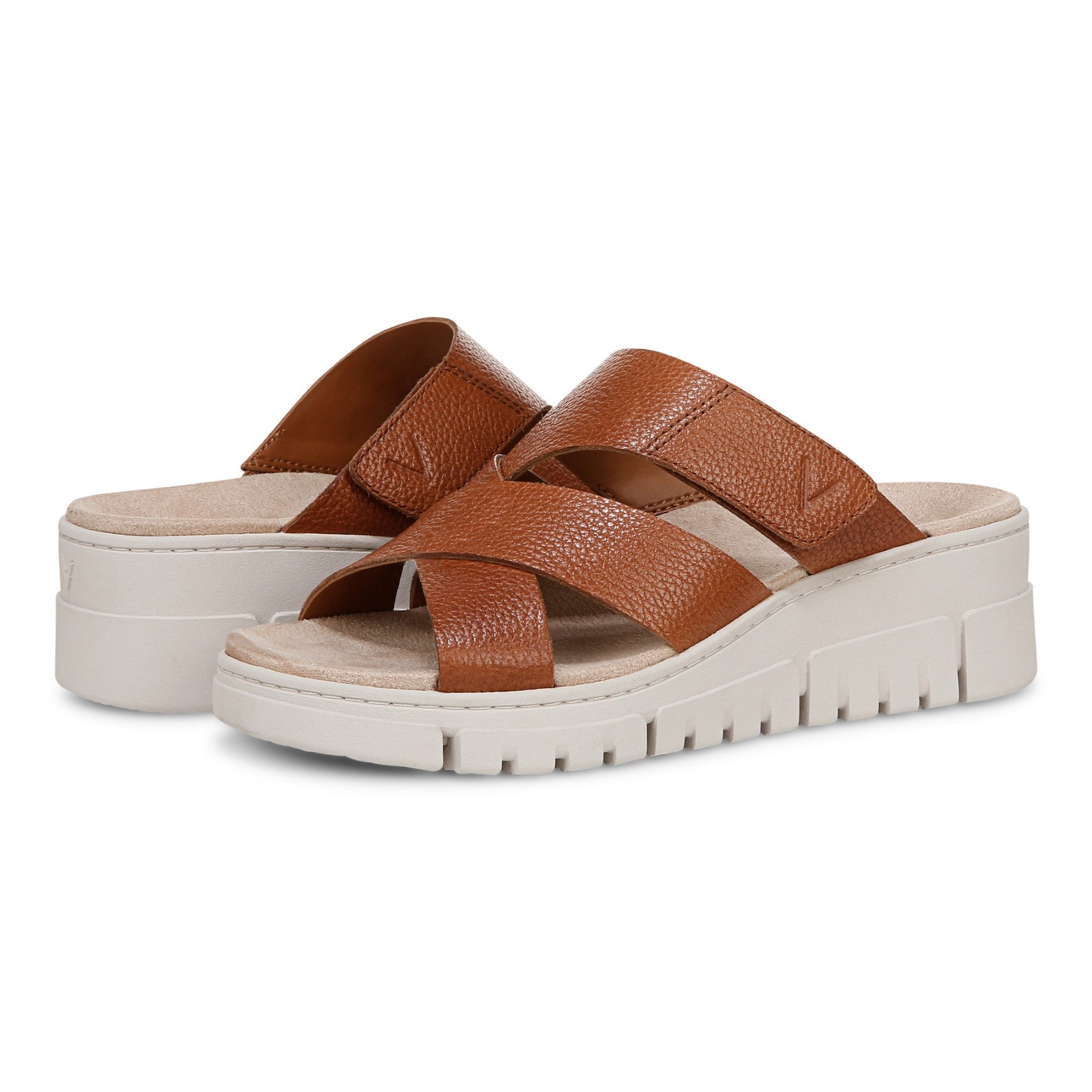 Vionic Uptown Sunset Women's Slide Sandal - Tan - pair left angle