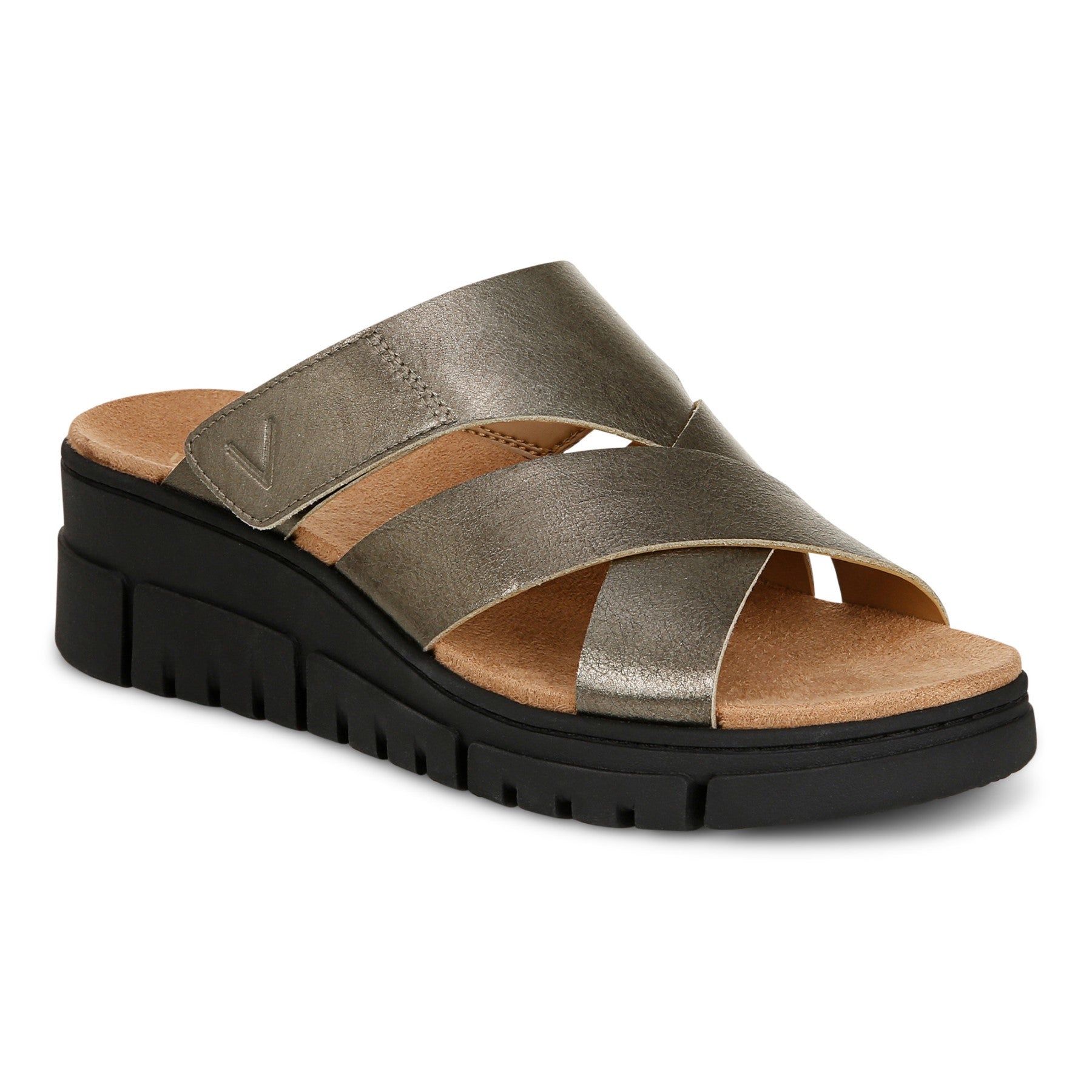 Vionic Uptown Sunset Women's Slide Sandal - Gunmetal - Angle main