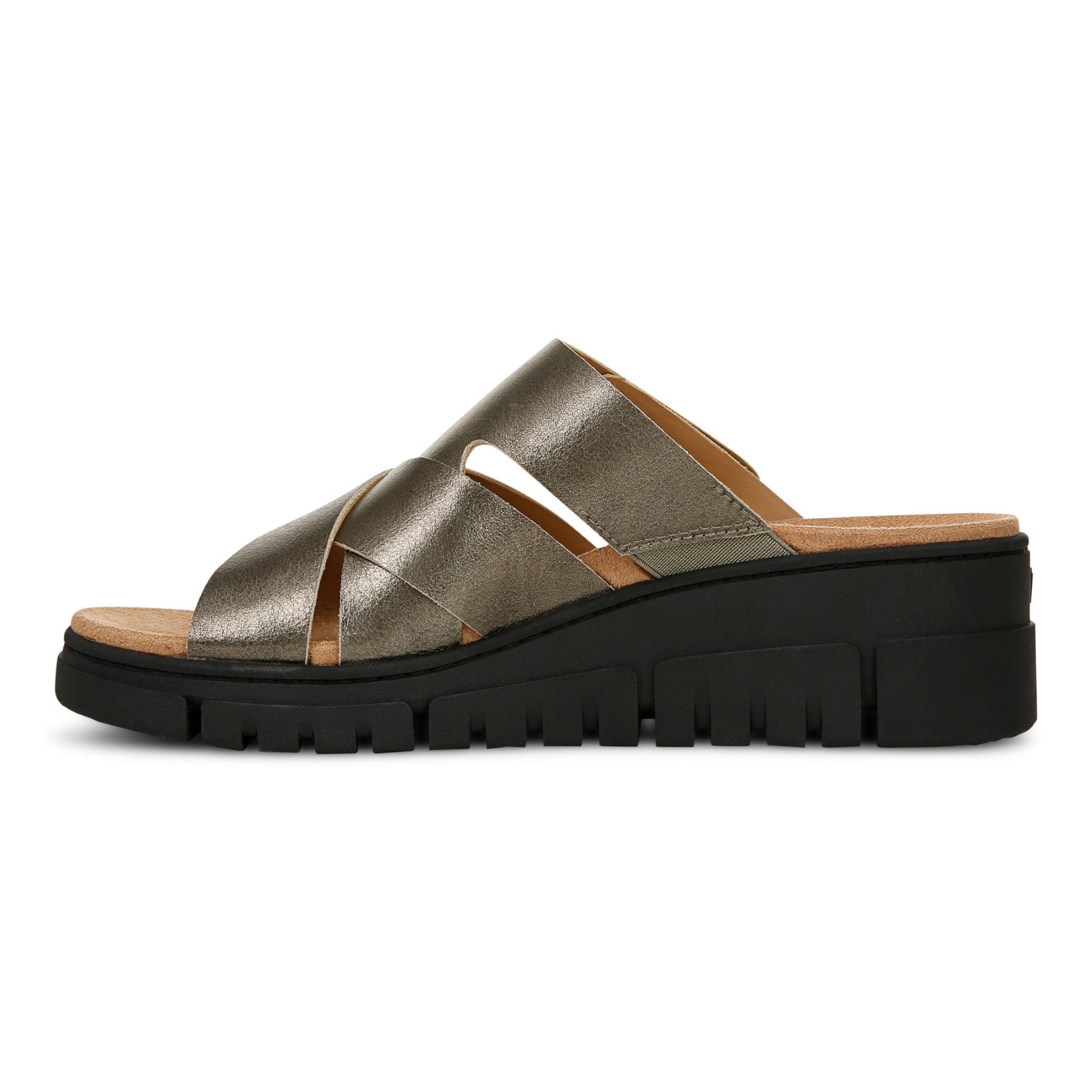 Vionic Uptown Sunset Women's Slide Sandal - Gunmetal - Left Side