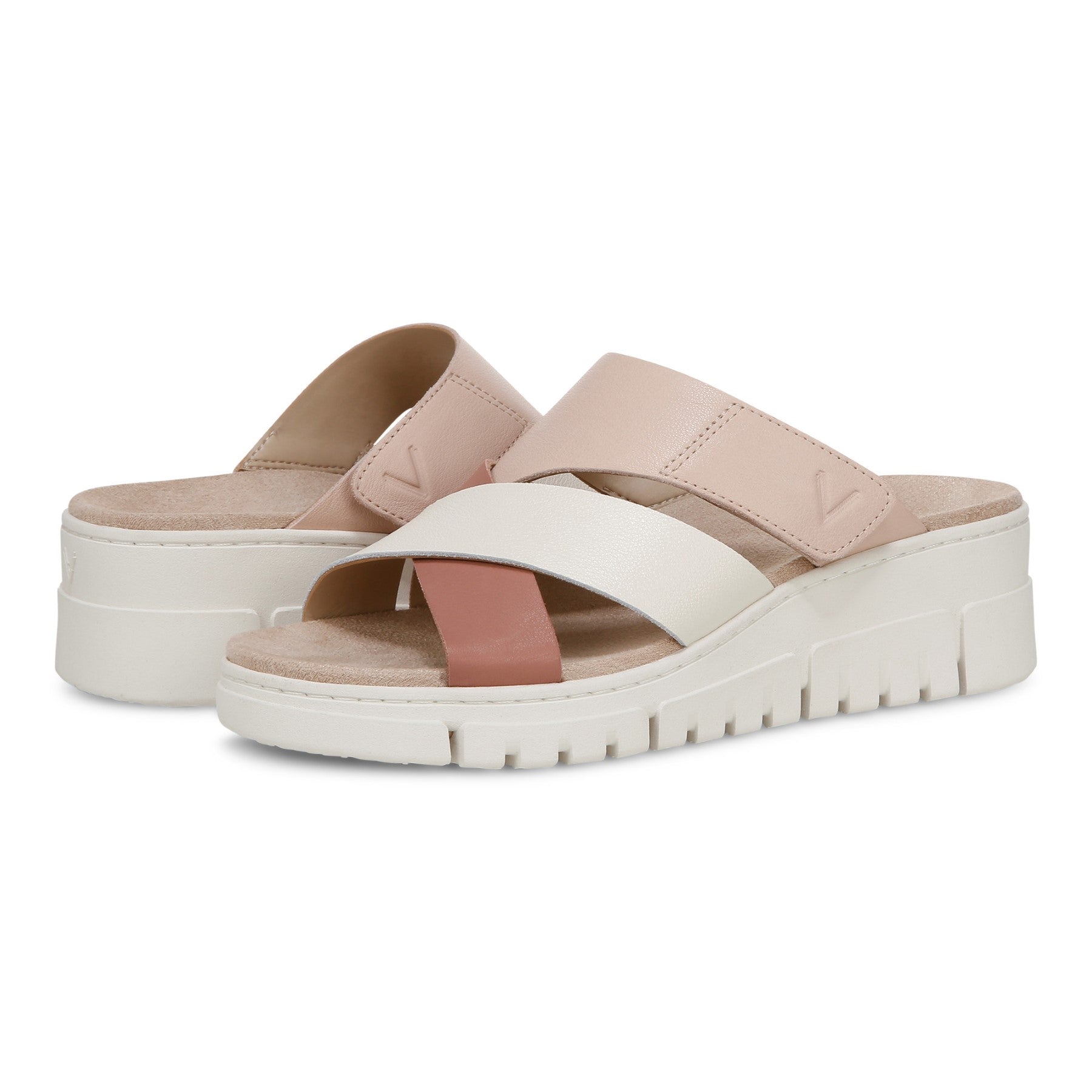 Vionic Uptown Sunset Women's Slide Sandal - Cinder Rose Multi - pair left angle