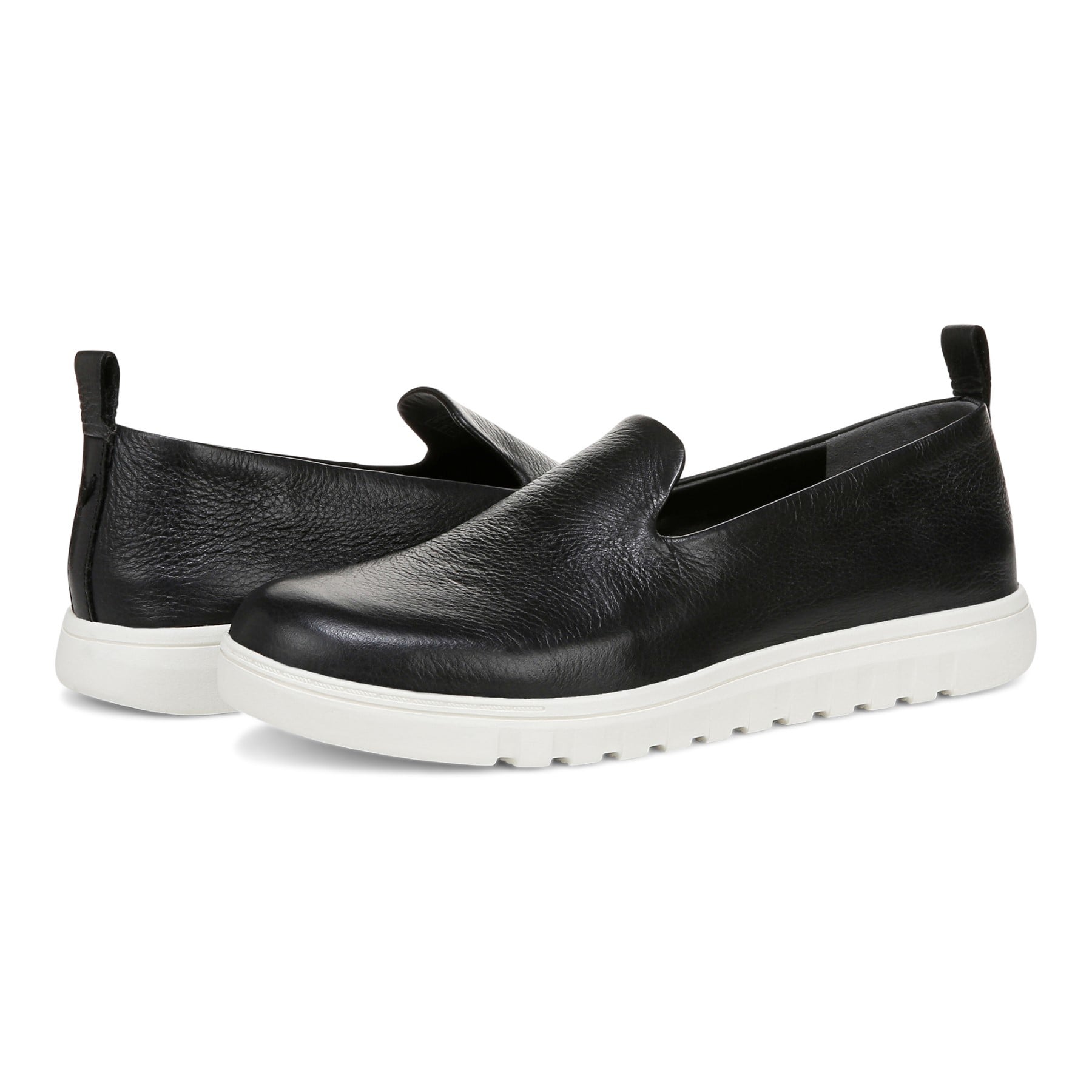 Vionic Uptown Willa womens Slip On/Loafer/Moc Shoe - Black Tumbled Leather - pair left angle