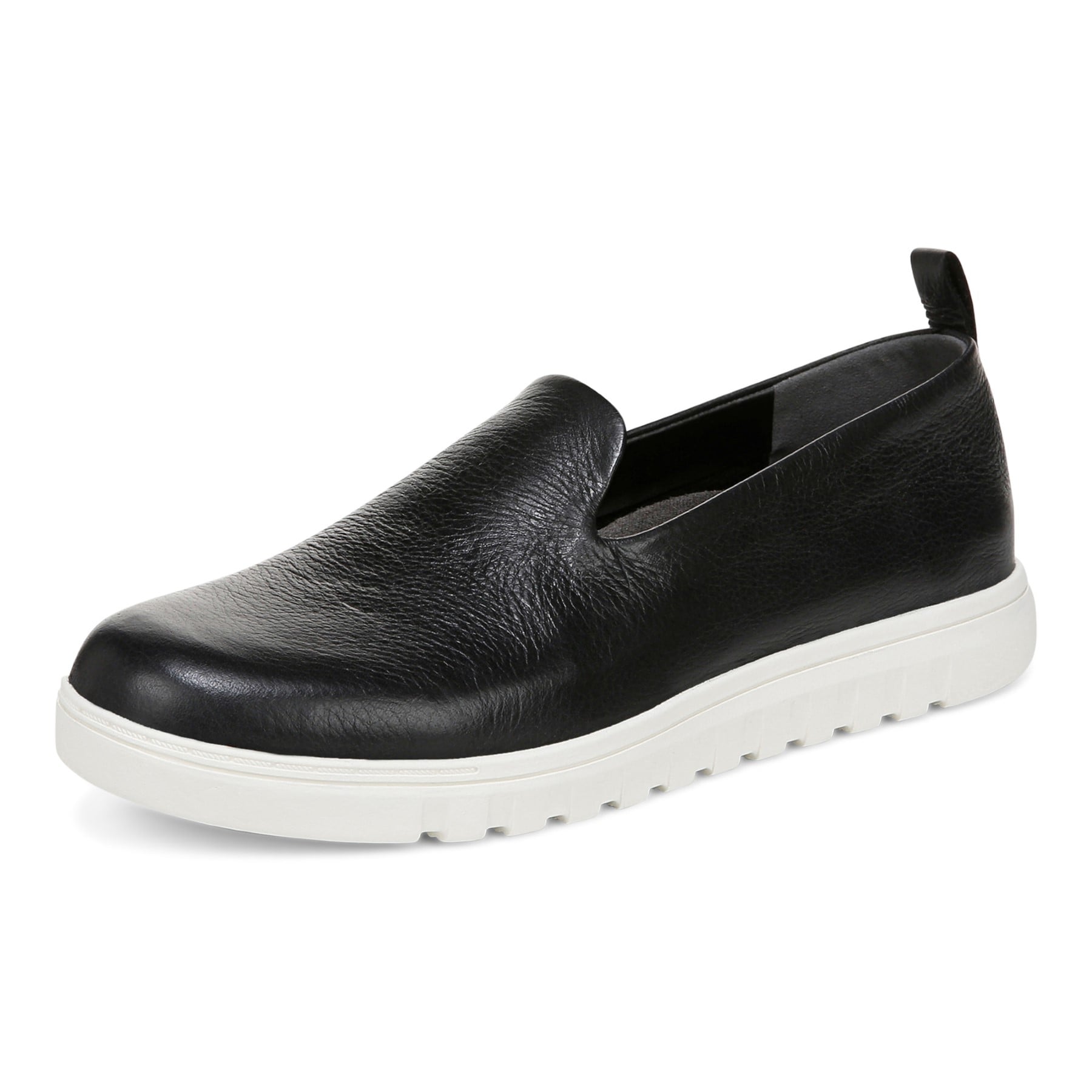 Vionic Uptown Willa womens Slip On/Loafer/Moc Shoe - Black Tumbled Leather - Left angle