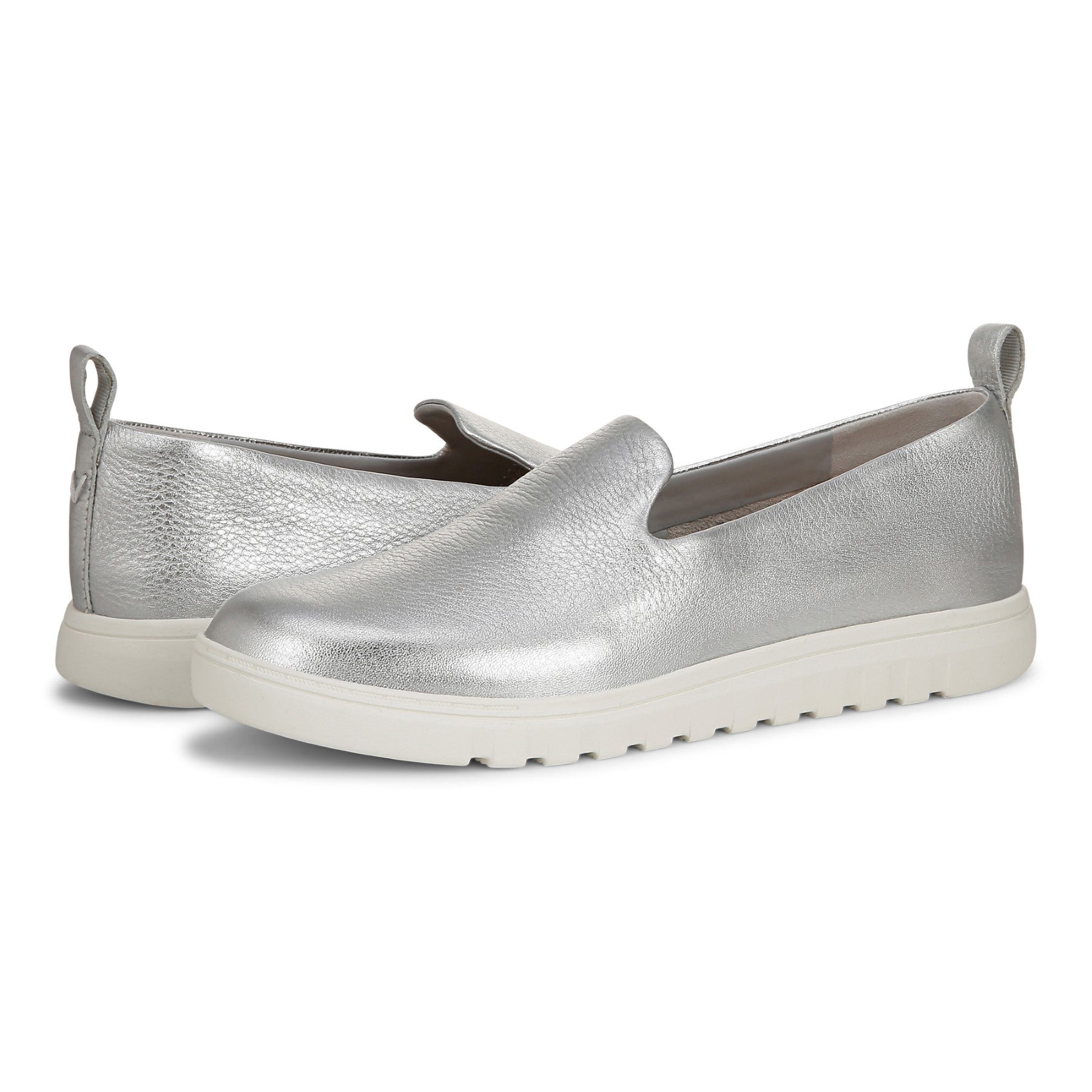 Vionic Uptown Willa womens Slip On/Loafer/Moc Shoe - Silver - pair left angle