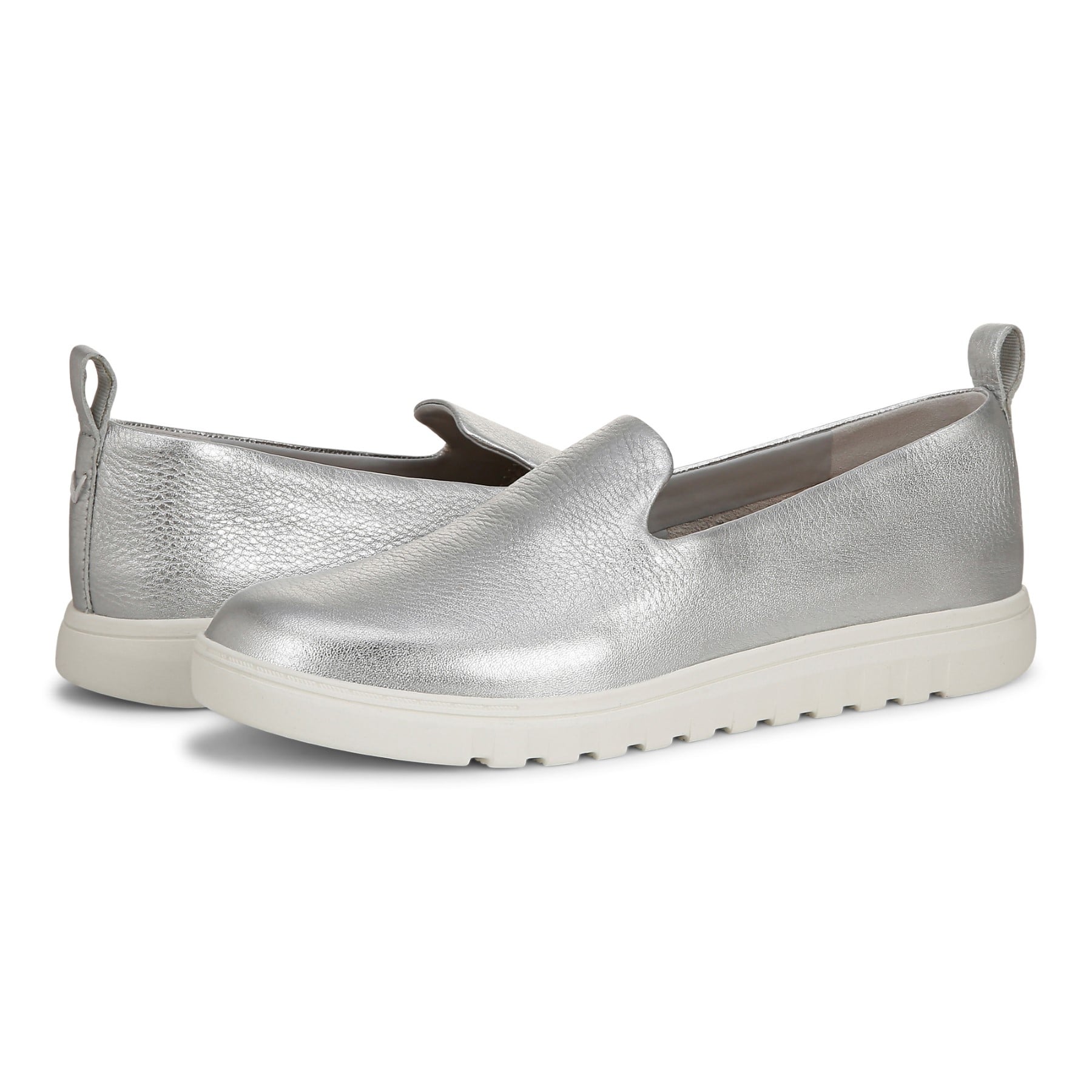 Vionic Uptown Willa womens Slip On/Loafer/Moc Shoe - Silver - pair left angle
