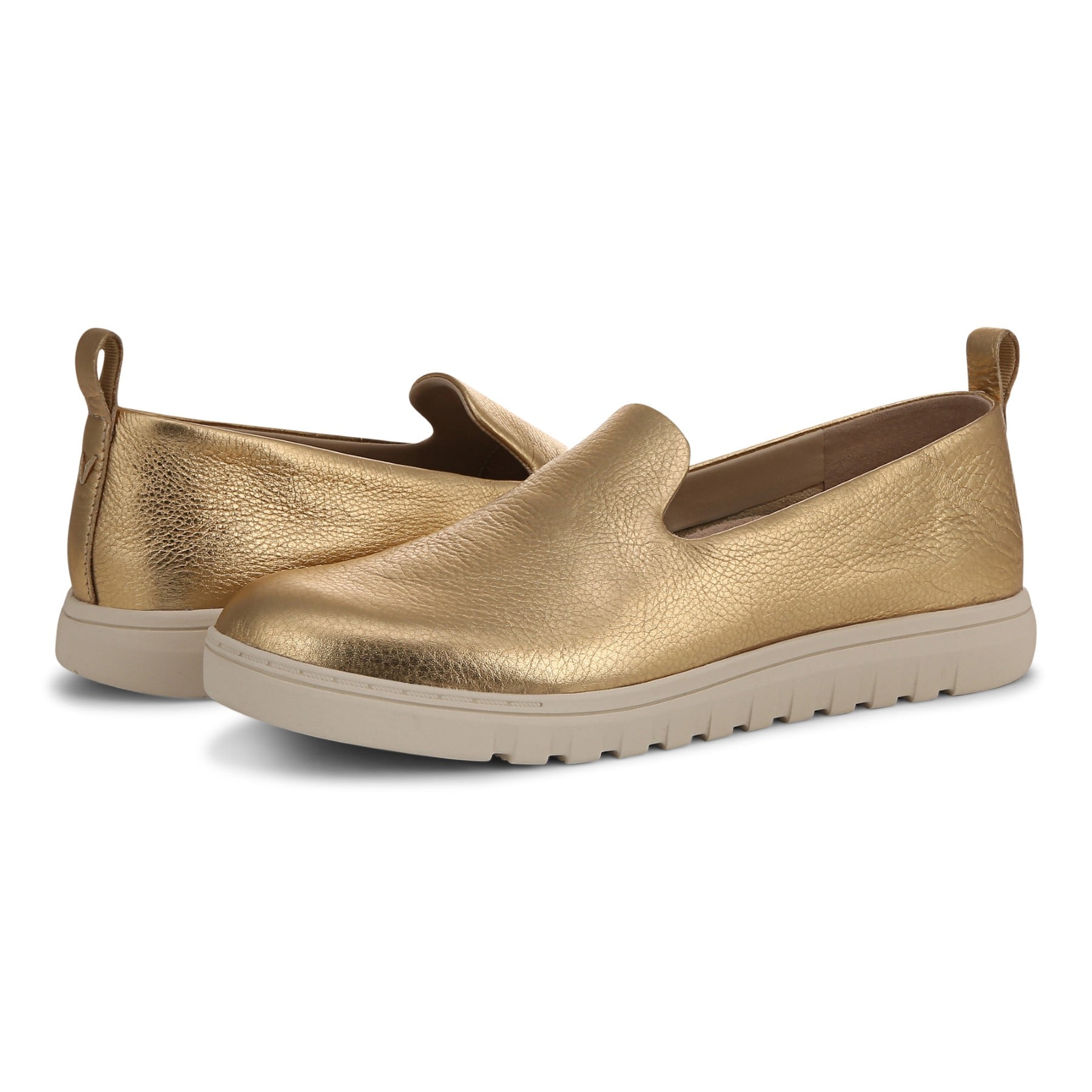 Vionic Uptown Willa womens Slip On/Loafer/Moc Shoe - Gold - pair left angle
