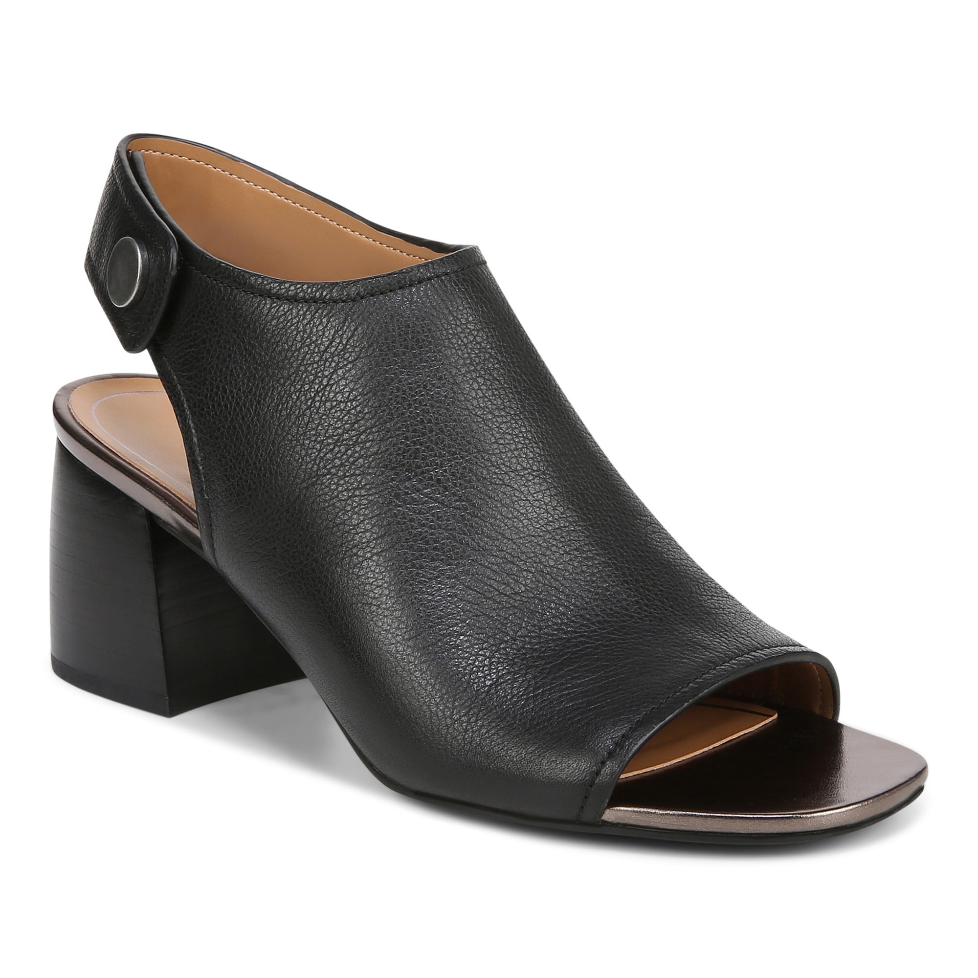 Vionic Valencia Women's Heeled Comfort Gold-Rated-Leather Sandal in Black