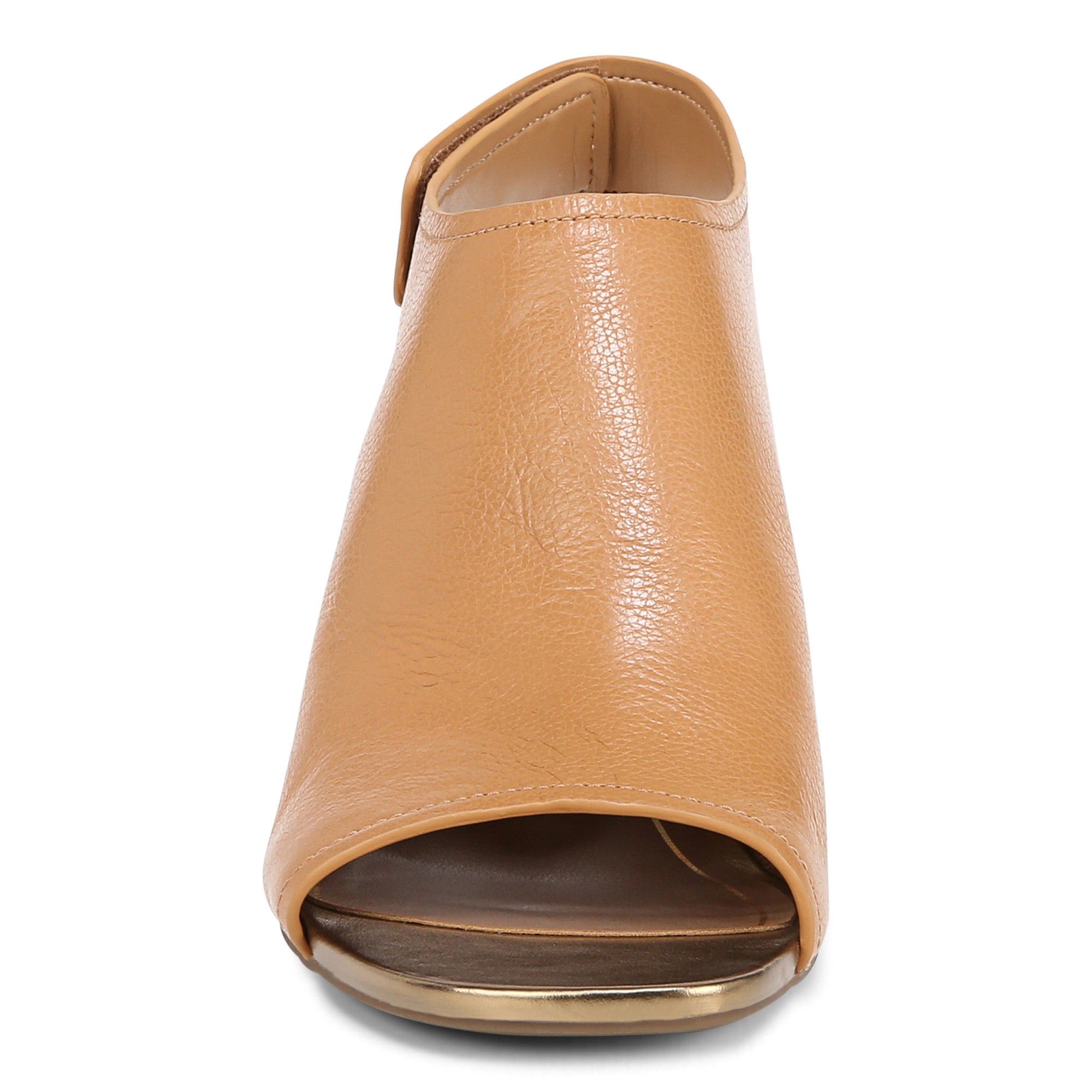 Vionic Valencia Women's Heeled Comfort Gold-Rated-Leather Sandal - Camel - Front