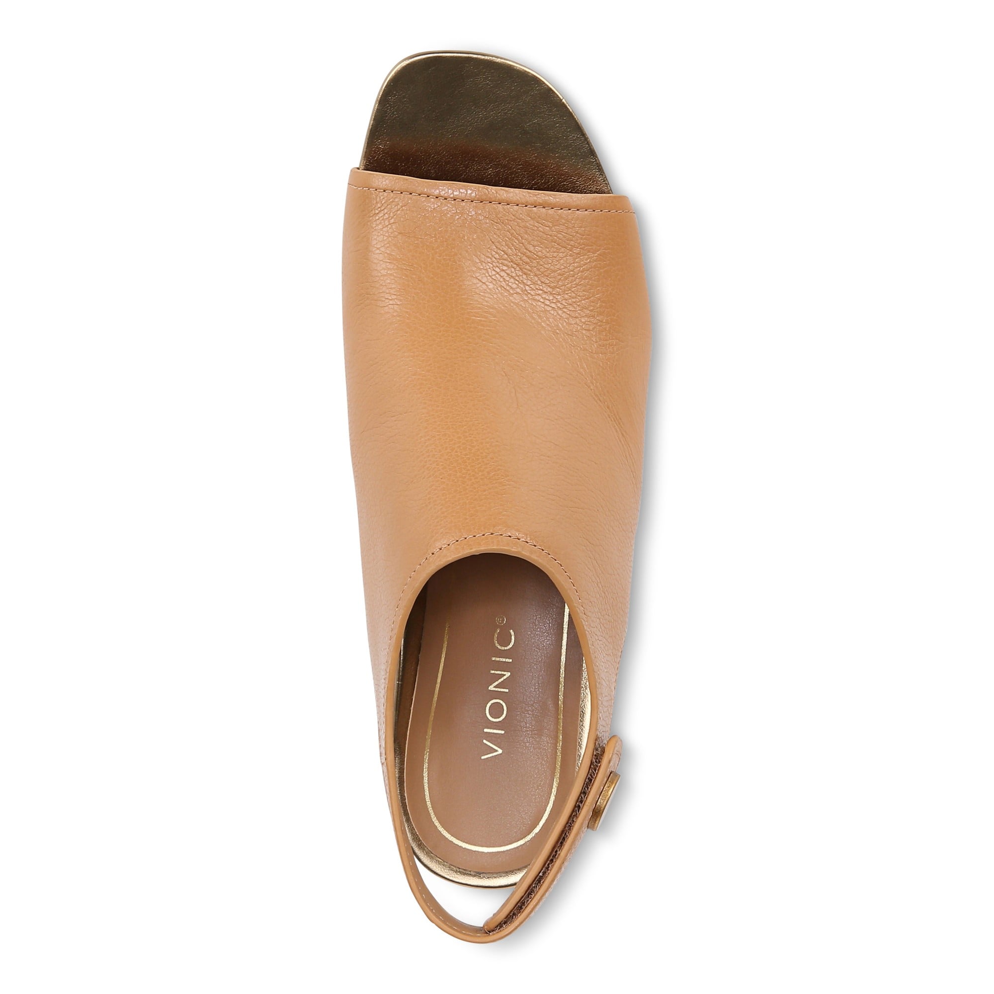 Vionic Valencia Women's Heeled Comfort Gold-Rated-Leather Sandal - Camel - Top