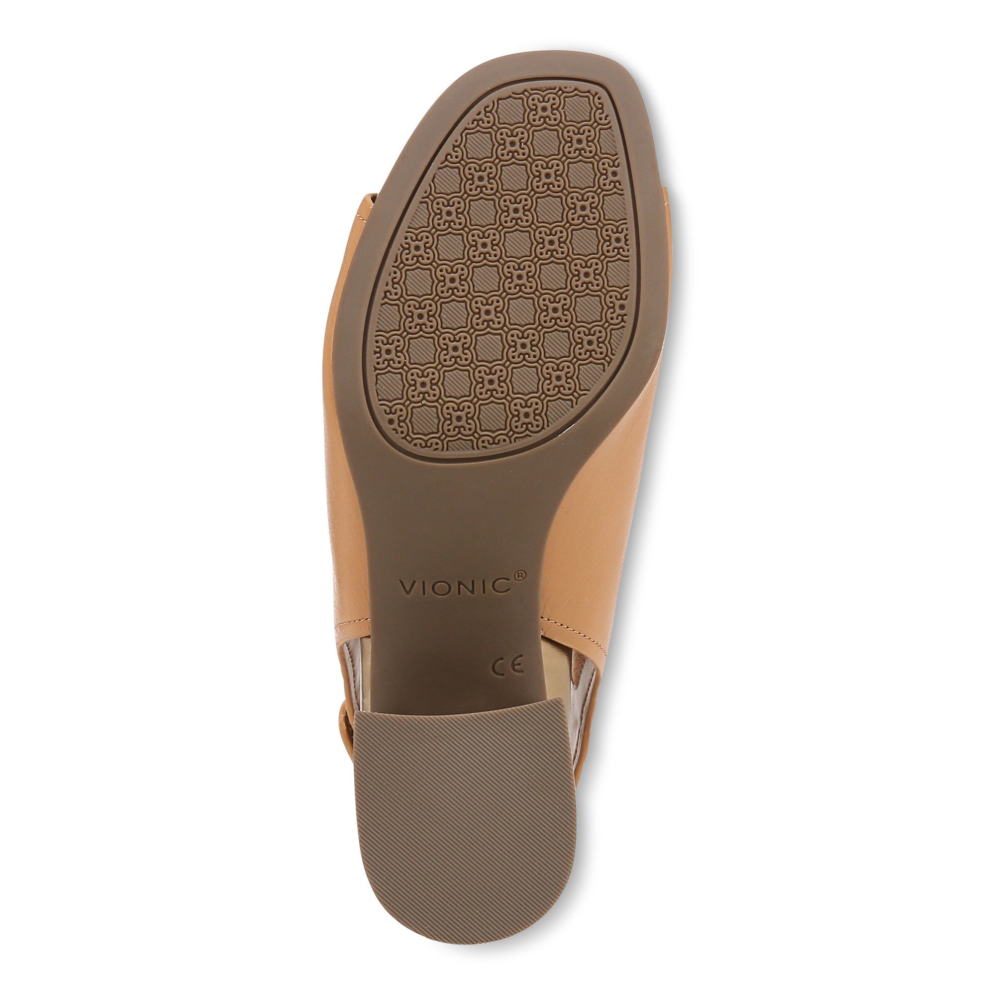 Vionic Valencia Women's Heeled Comfort Gold-Rated-Leather Sandal - Camel - Bottom