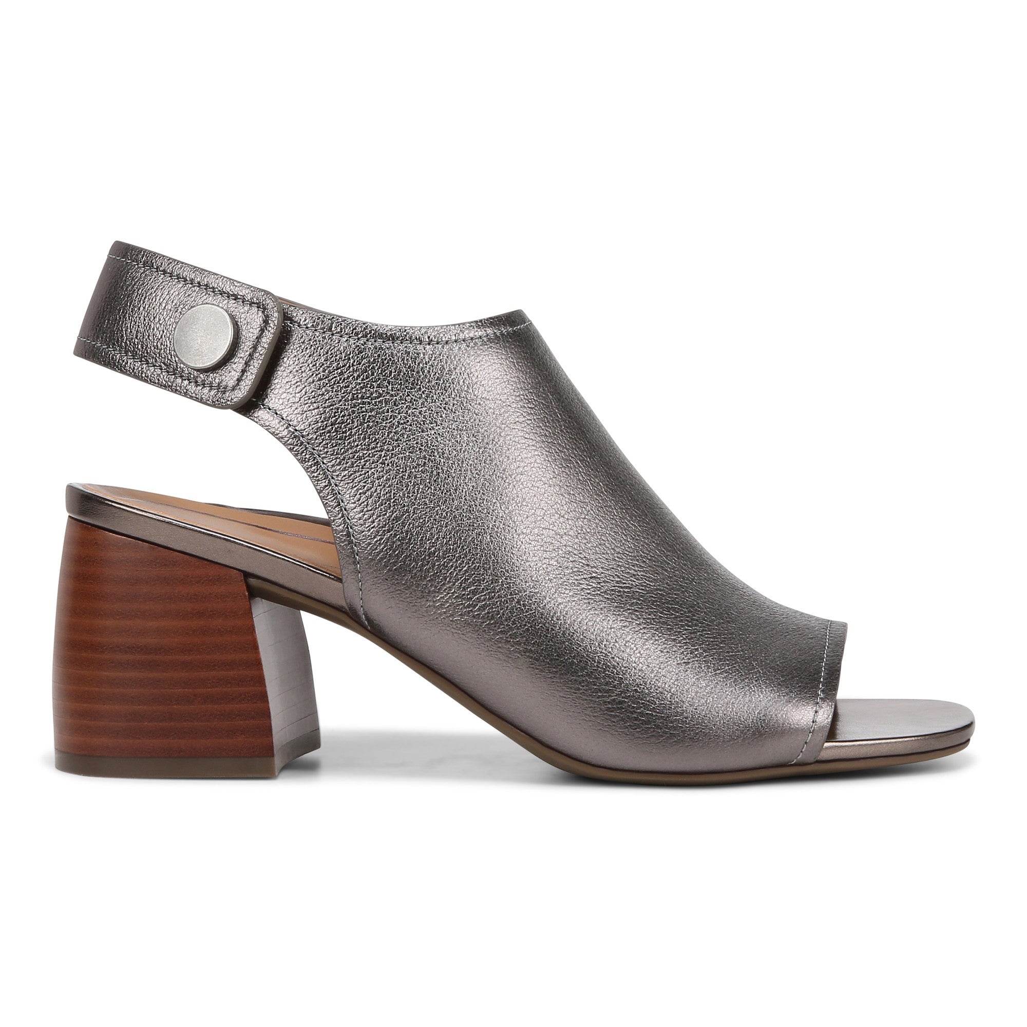 Vionic Valencia Women's Heeled Comfort Gold-Rated-Leather Sandal - Pewter - Right side