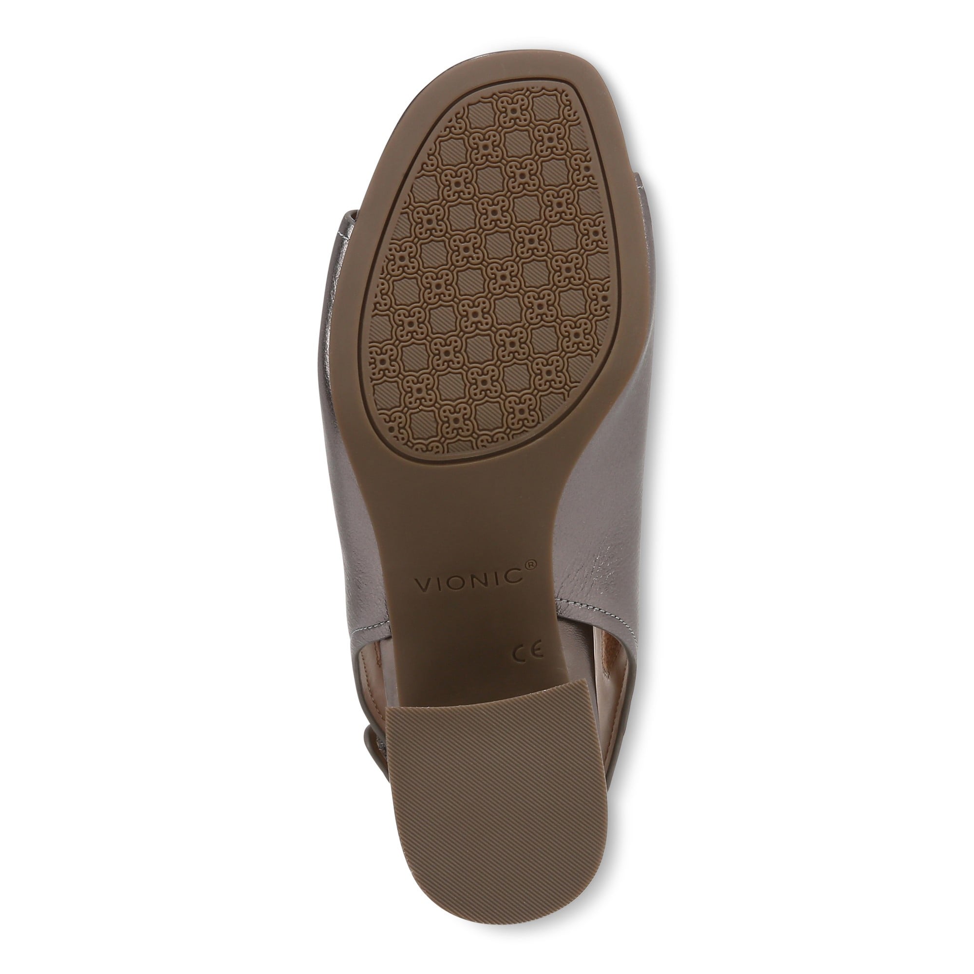 Vionic Valencia Women's Heeled Comfort Gold-Rated-Leather Sandal - Pewter - Bottom