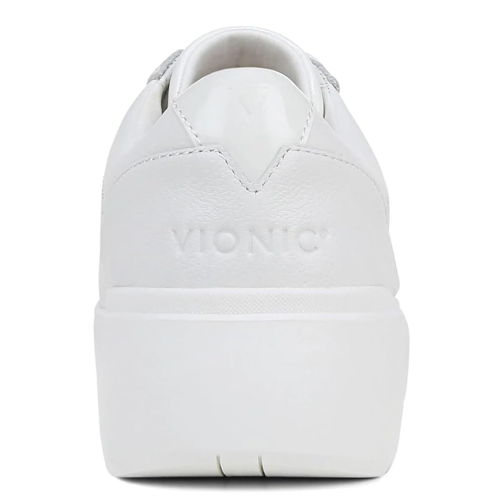 Vionic Kearny Women's Lace Up Platform Comfort Sneaker - White Leather