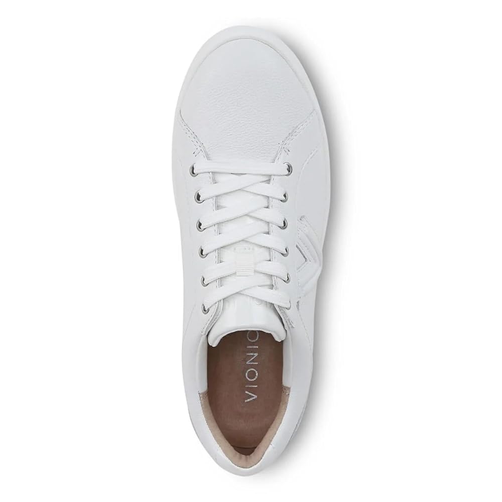 Vionic Kearny Women's Lace Up Platform Comfort Sneaker - White Leather
