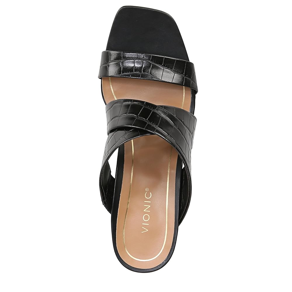 Vionic Merlot Women's Supportive Heeled Sandal - Black Croc