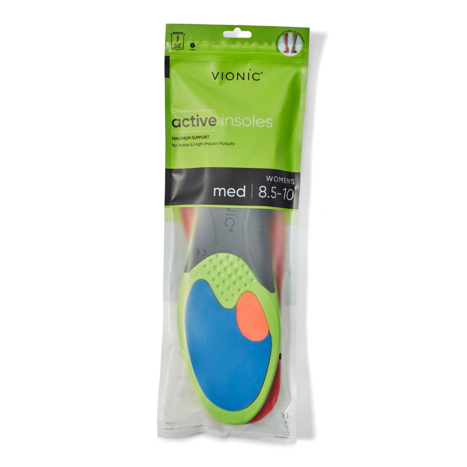 Vionic Active Women's Full Length Orthotic Insoles - Orthotic Packaging Active Womens Insoles Med