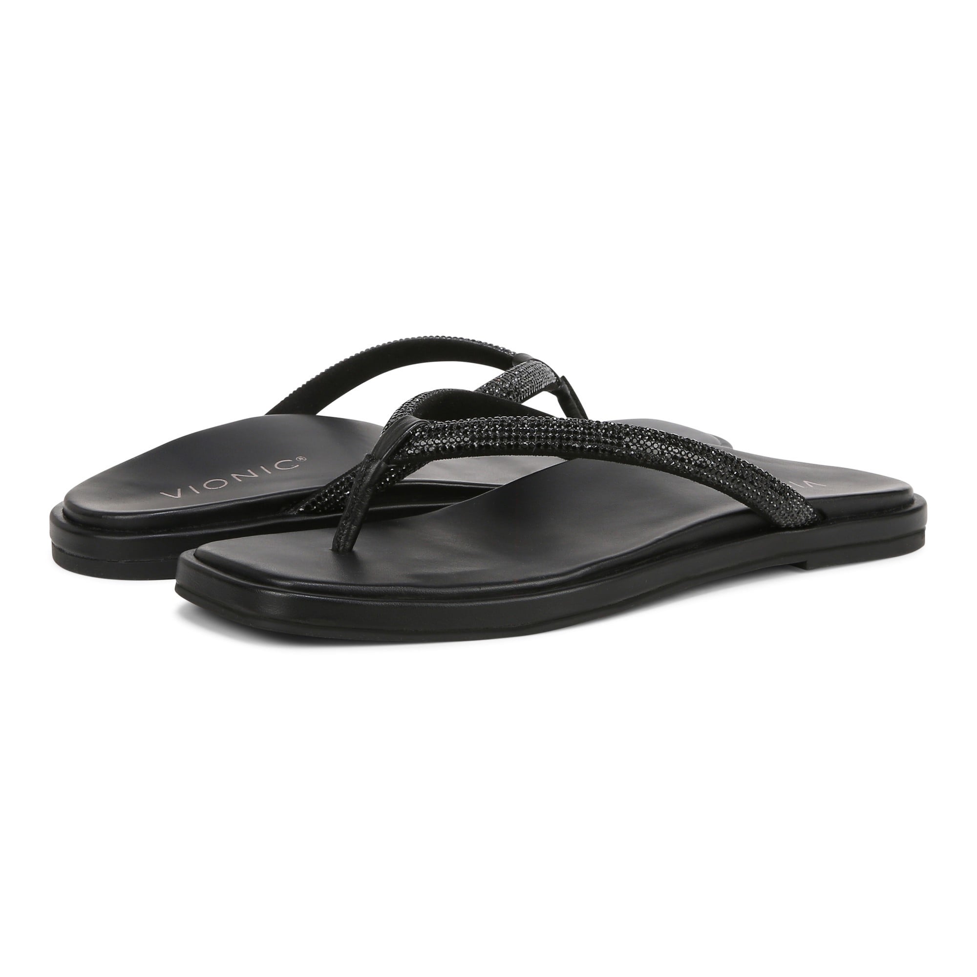Vionic Vista Shine Women's Comfort Sandal - Black - pair left angle