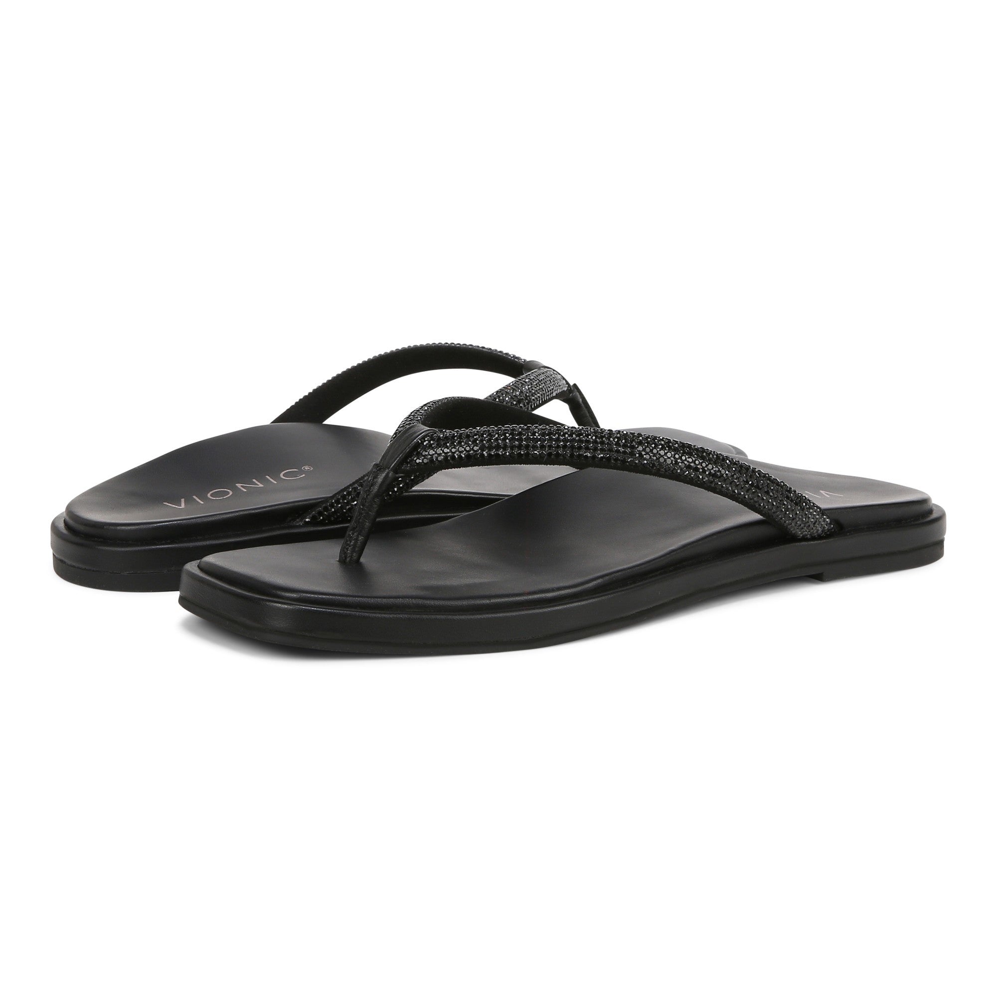 Vionic Vista Shine Women's Comfort Sandal - Black - pair left angle