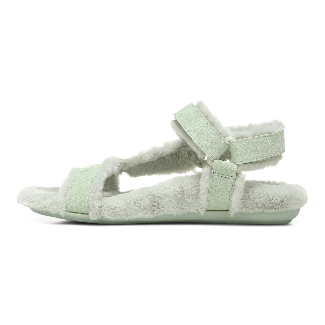 Vionic Viva Womens Slipper Casual - Celery Suede Shrl - Left Side