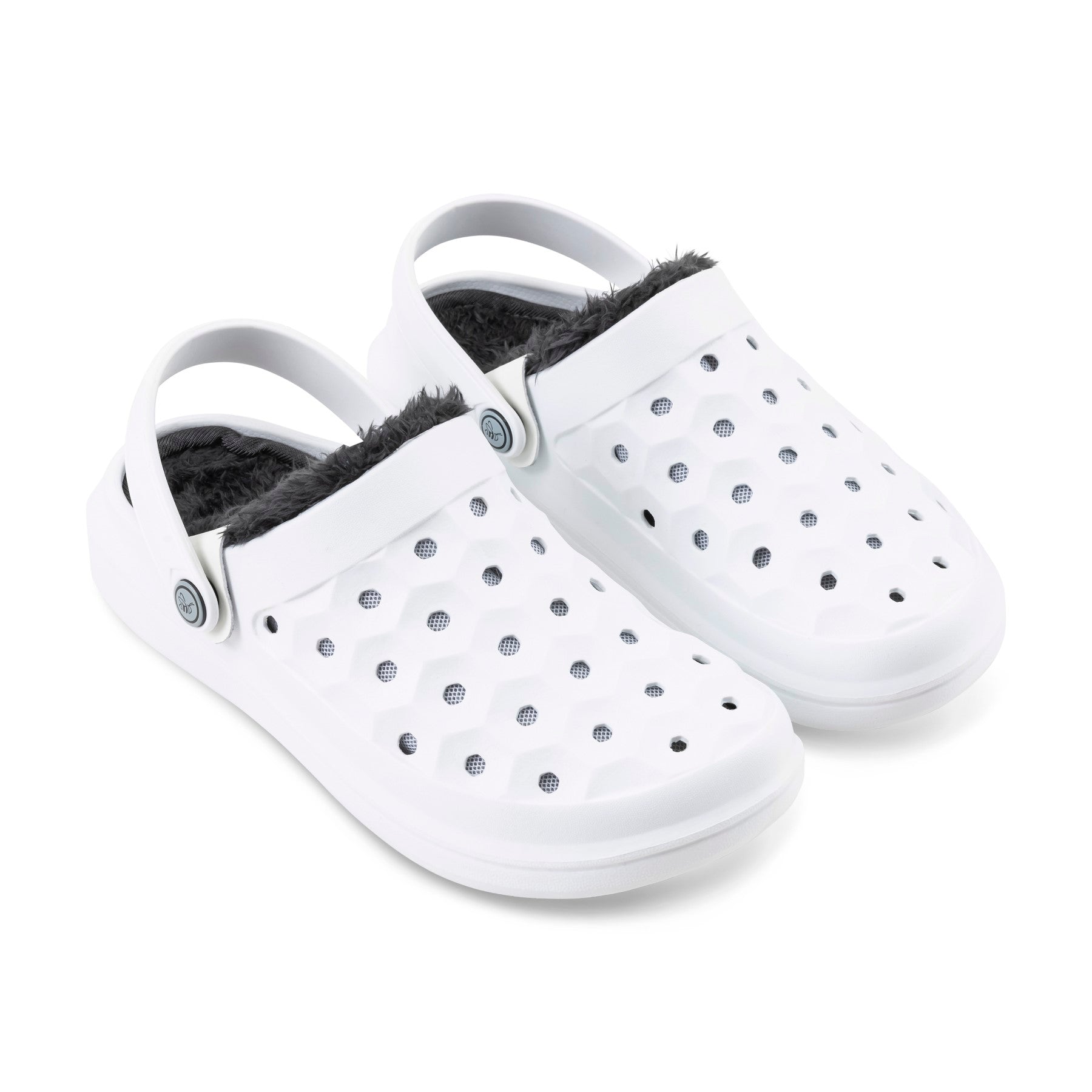 Joybees Varsity Lined Clog - Unisex - Comfy Clog with Arch Support in White/Charcoal