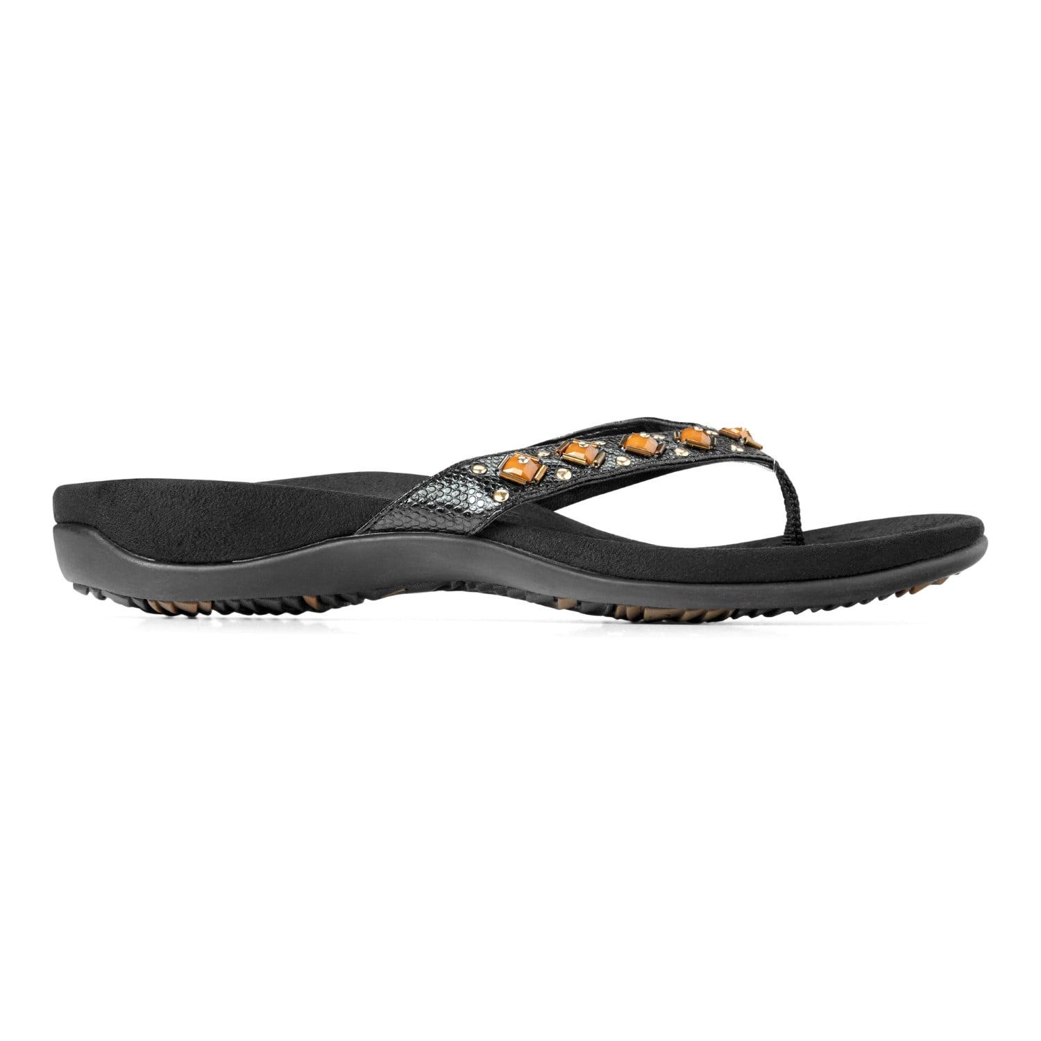 Vionic Floriana Women's Thong Sandals - Black Crocodile - 4 right view