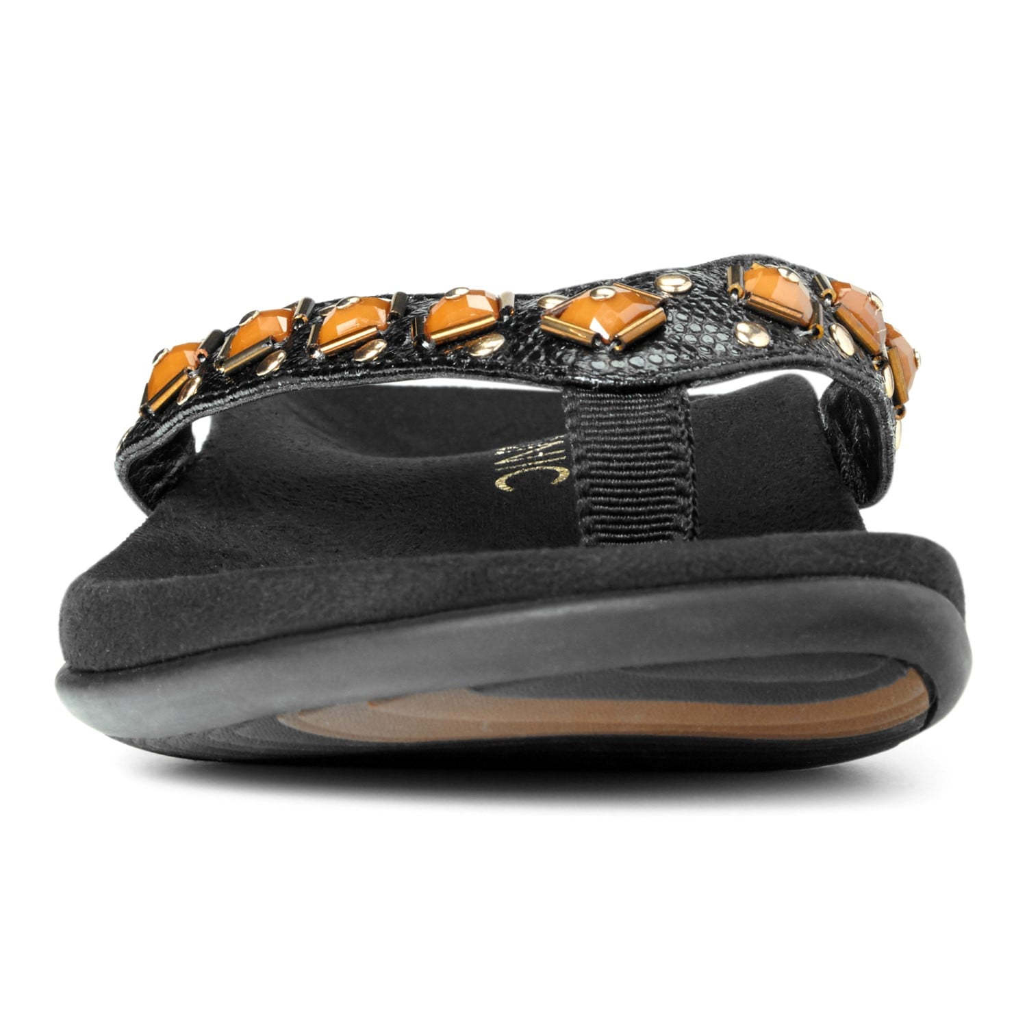 Vionic Floriana Women's Thong Sandals - Black Crocodile - 6 front view