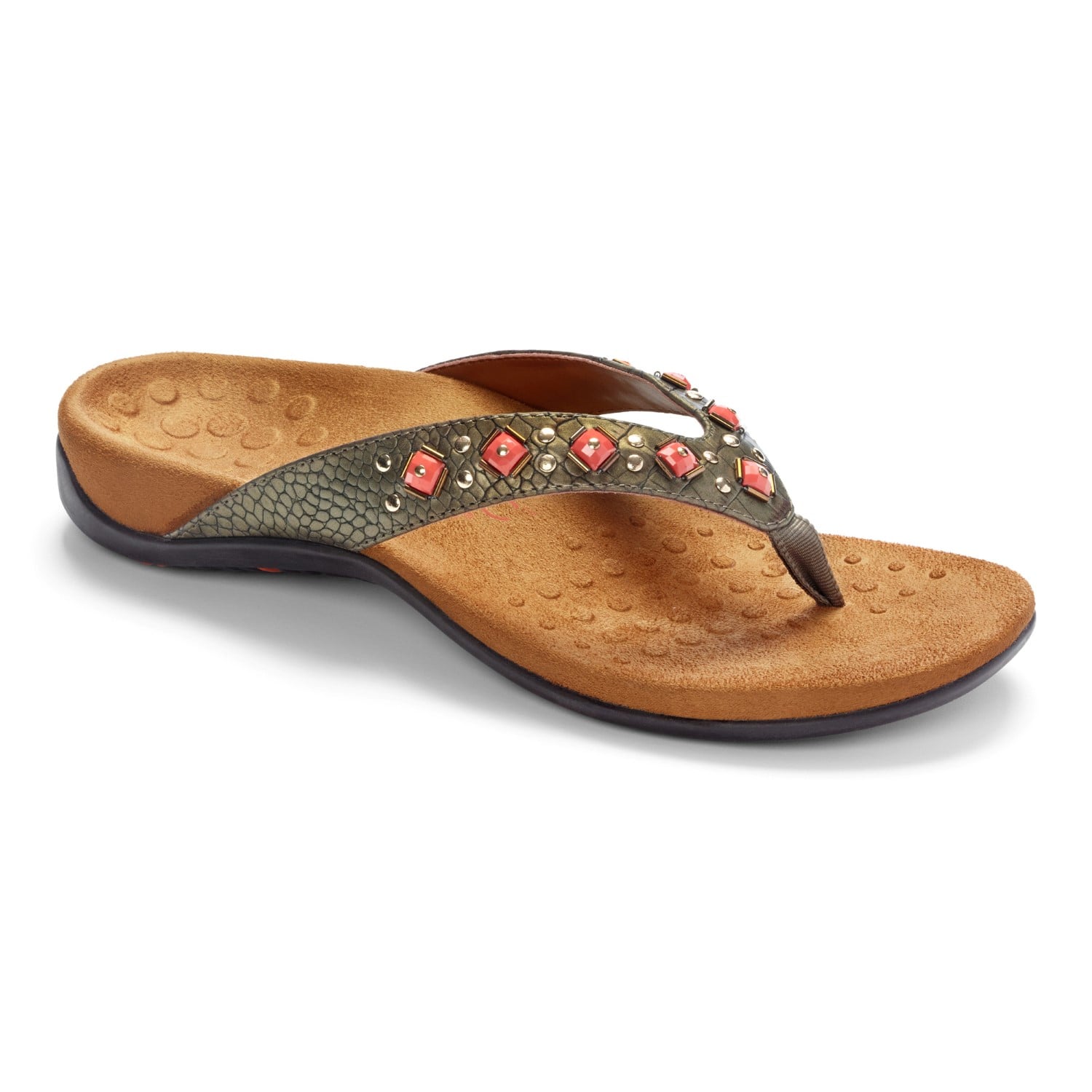 Vionic Floriana Women's Thong Sandals - Bronze Croco - 1 main view