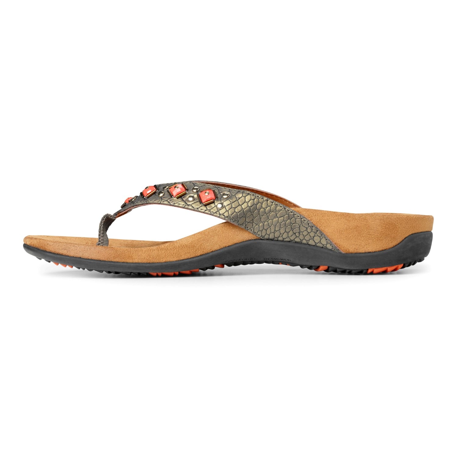 Vionic Floriana Women's Thong Sandals - Bronze Croco - 2 left view
