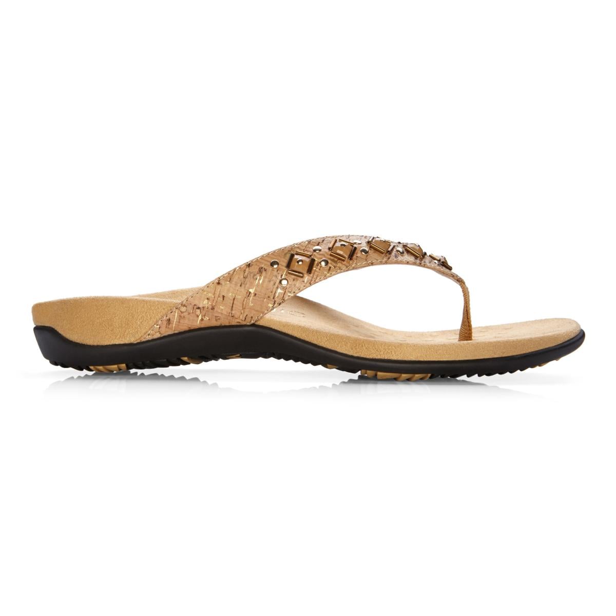 Vionic Floriana Women's Thong Sandals - Gold Cork - 4 right view