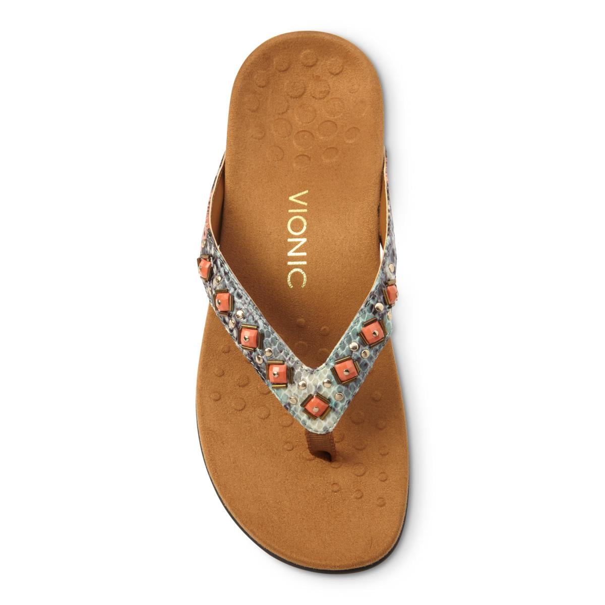 Vionic Floriana Women's Thong Sandals - Mint Snake - 3 top view