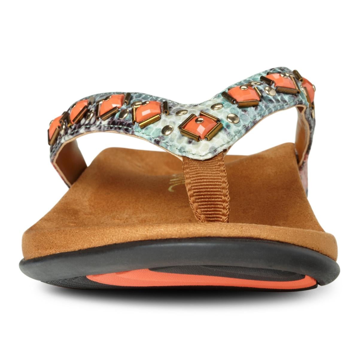 Vionic Floriana Women's Thong Sandals - Mint Snake - 6 front view